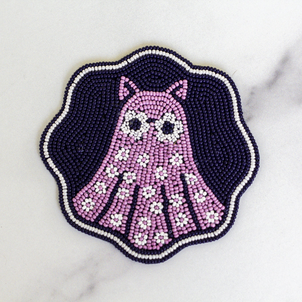 Beloved Ghosts Beaded Coasters, Set of Four