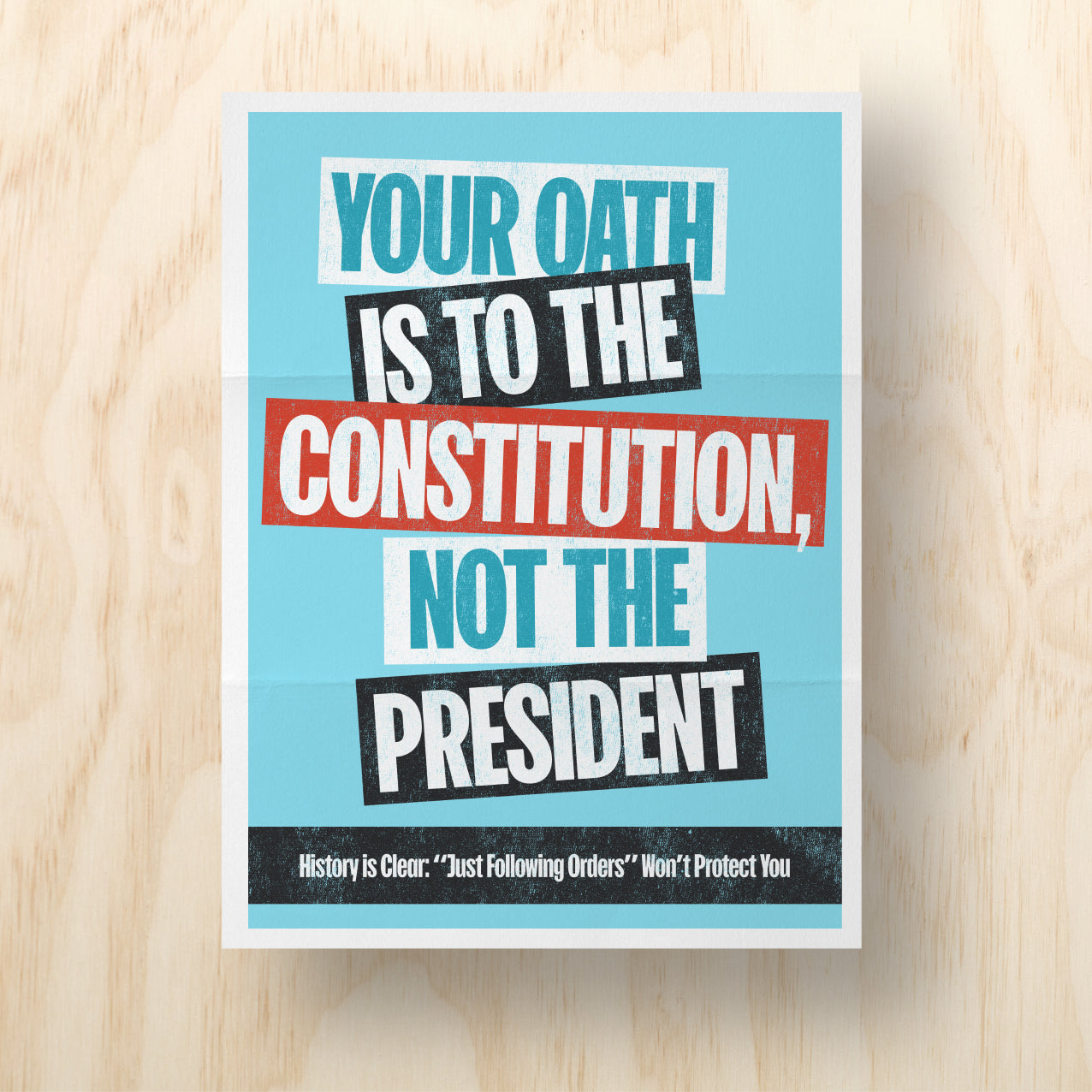 Your Oath is to the Constitution Printable Protest Sign
