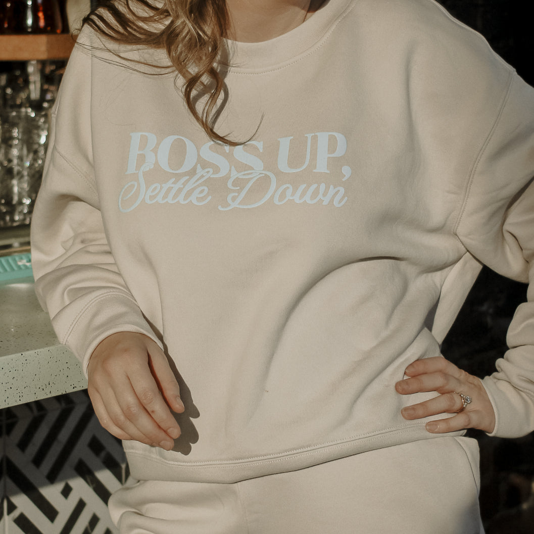Boss Up, Settle Down Bride Puff Print Crewneck