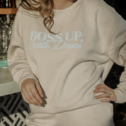 Boss Up, Settle Down Bride Puff Print Crewneck