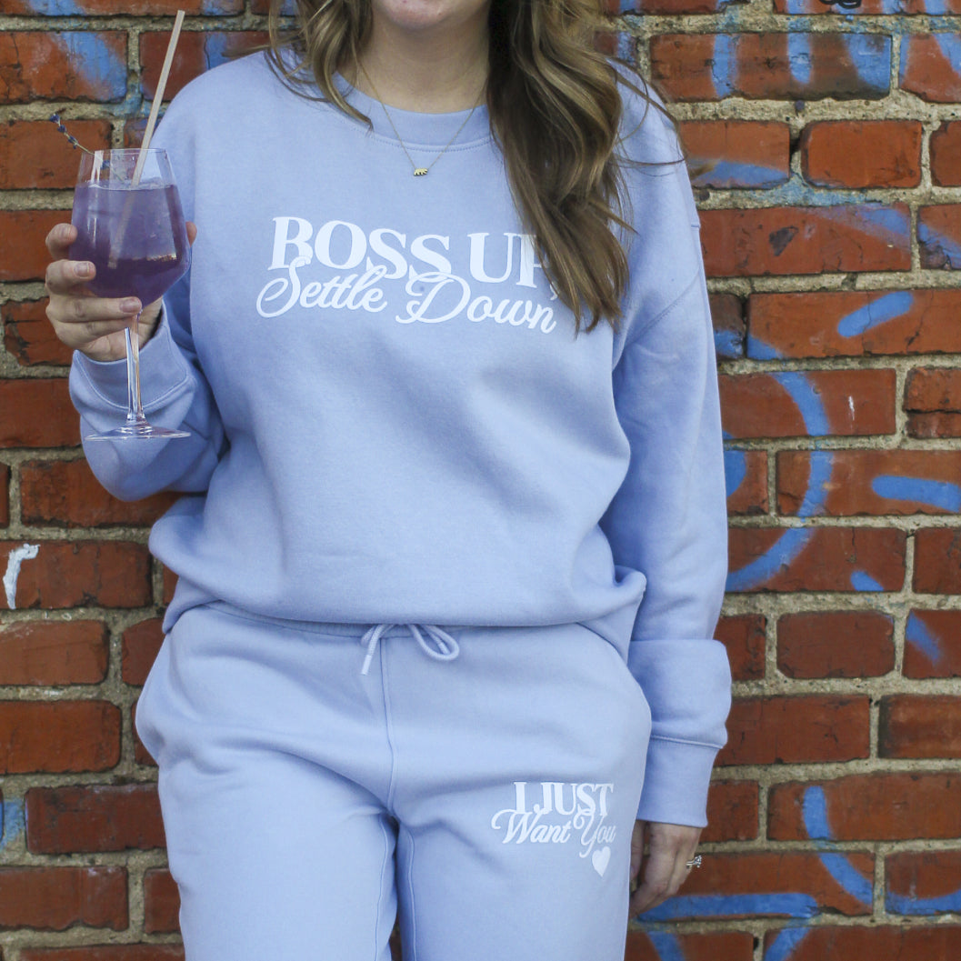 Boss Up, Settle Down Bride Puff Print Crewneck