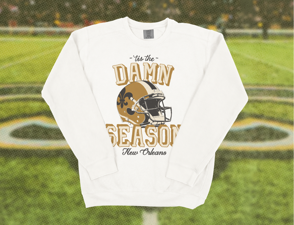 New Orleans Football 'Tis The Season Crewneck in White