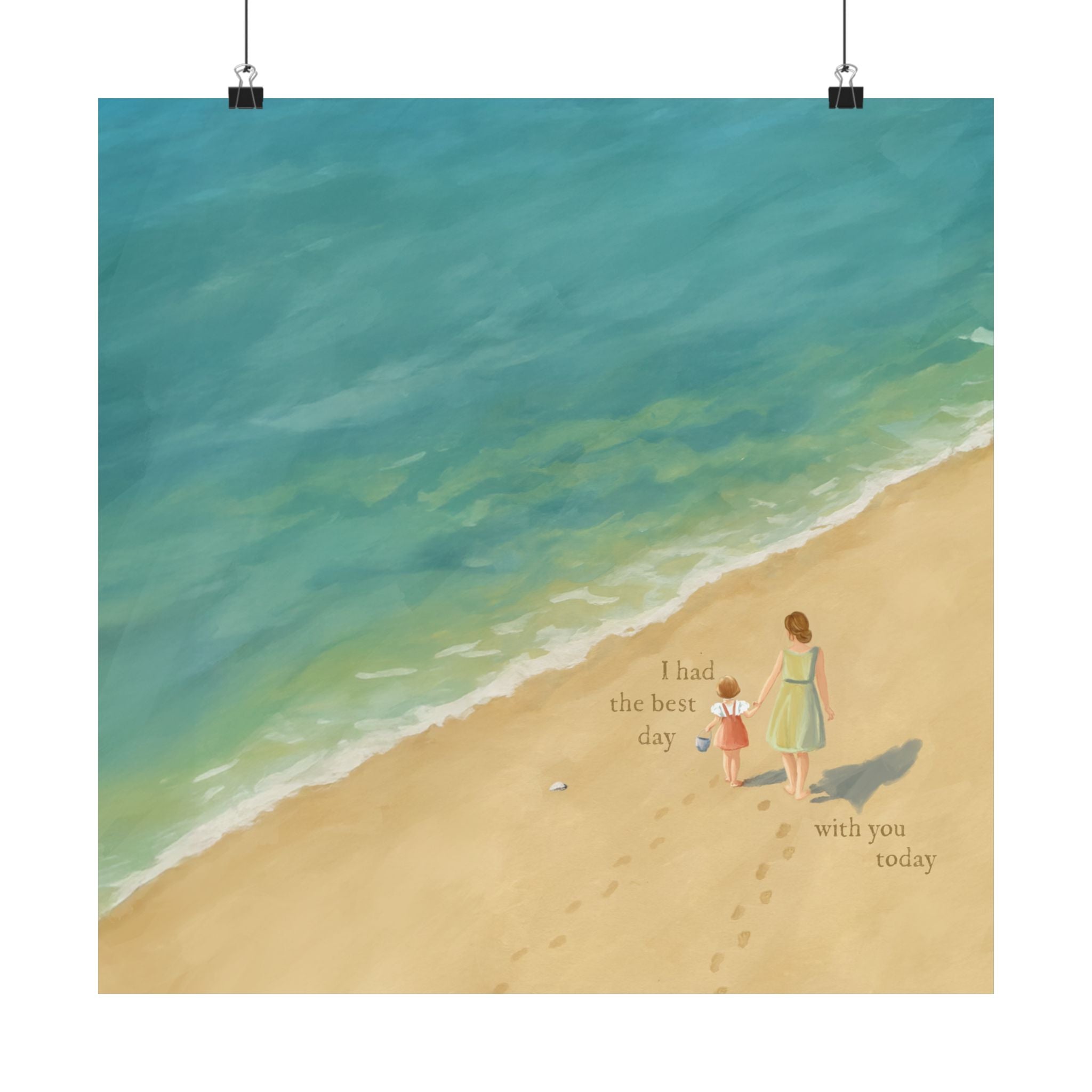 Best Day on the Beach – Brunette Mom & Daughter Print