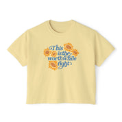 This is the Worthwhile Fight Comfort Colors Crop Top