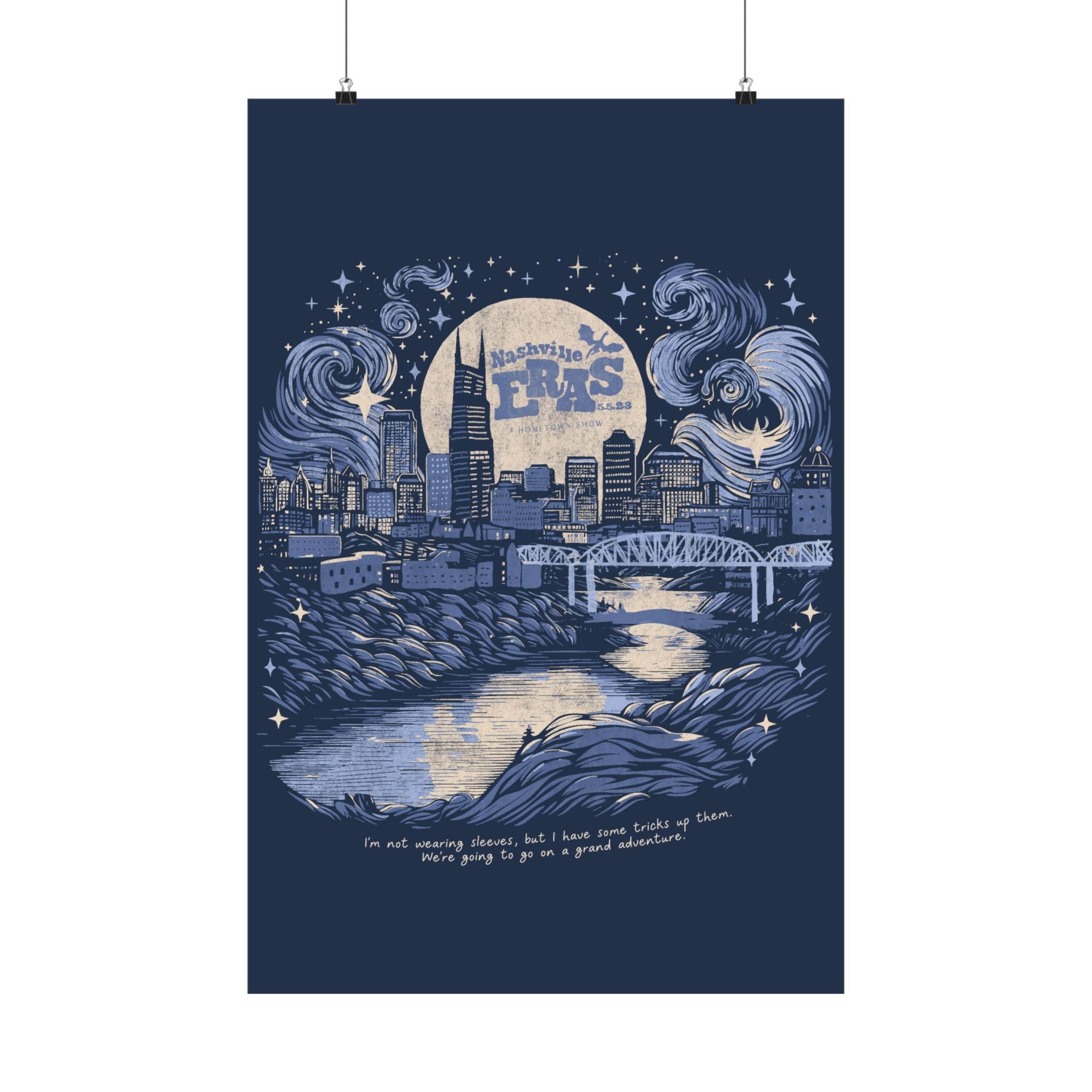 Night One Nashville Eras Tour Skyline Navy Poster