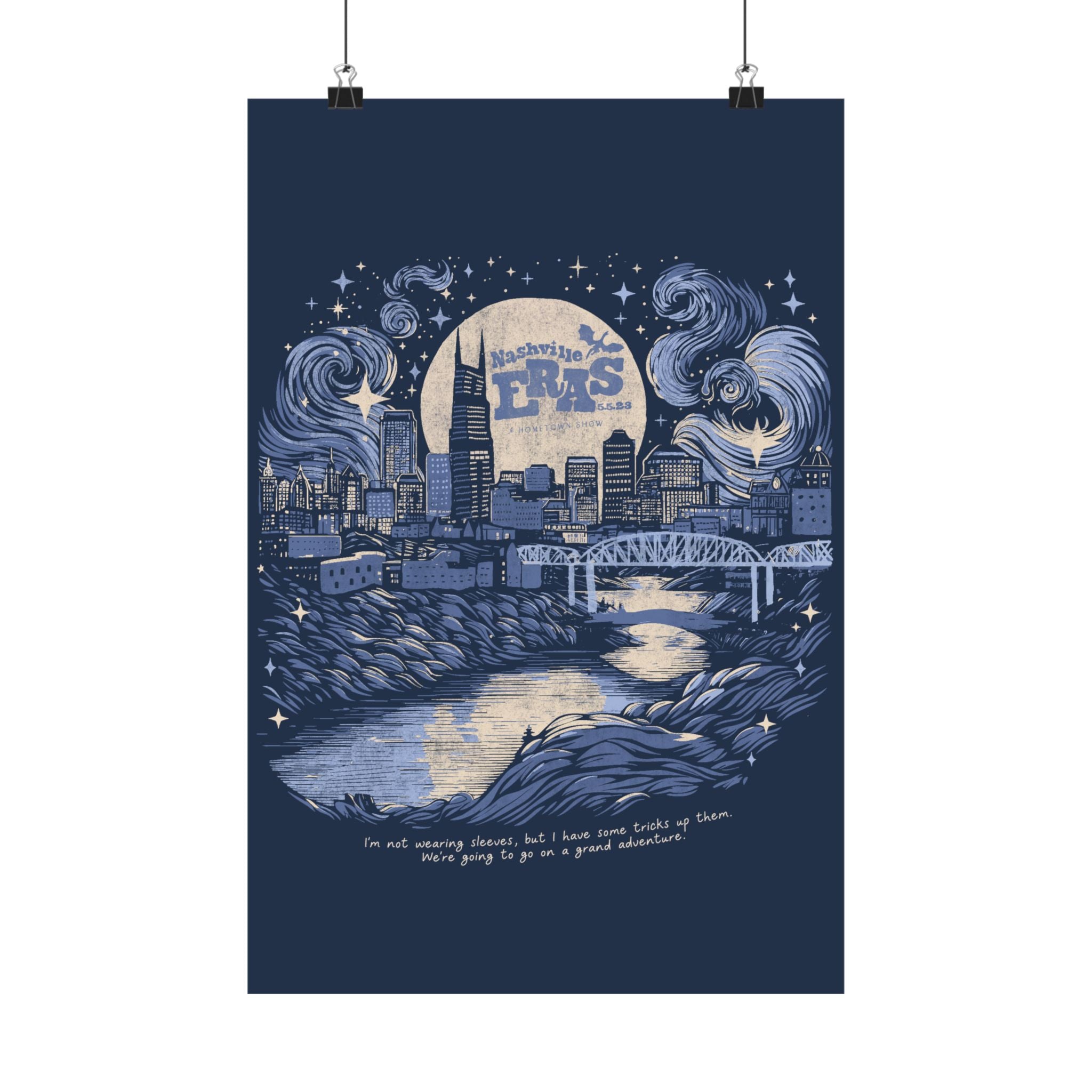 Night One Nashville Eras Tour Skyline Navy Poster