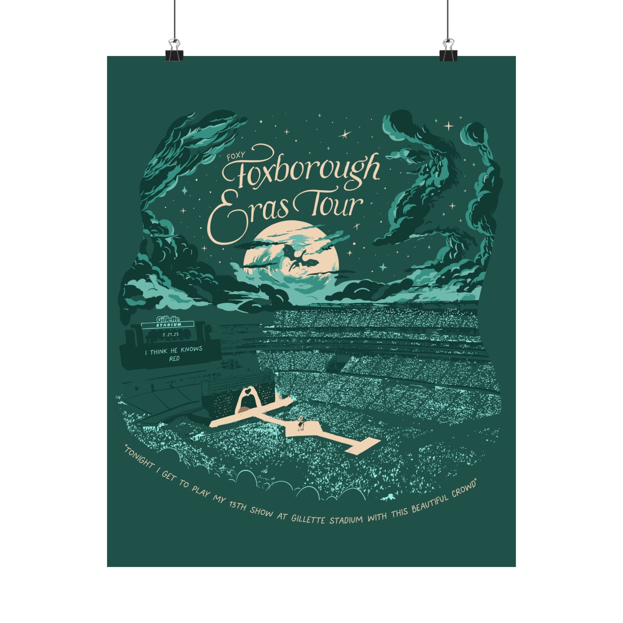 Emerald Night Three Foxborough Eras Tour Gillette Stadium Poster