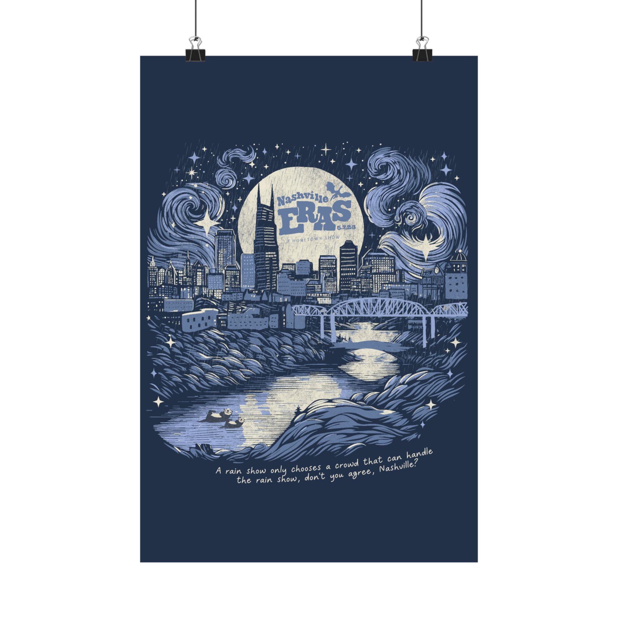 Night Three Nashville Eras Tour Skyline Navy Poster