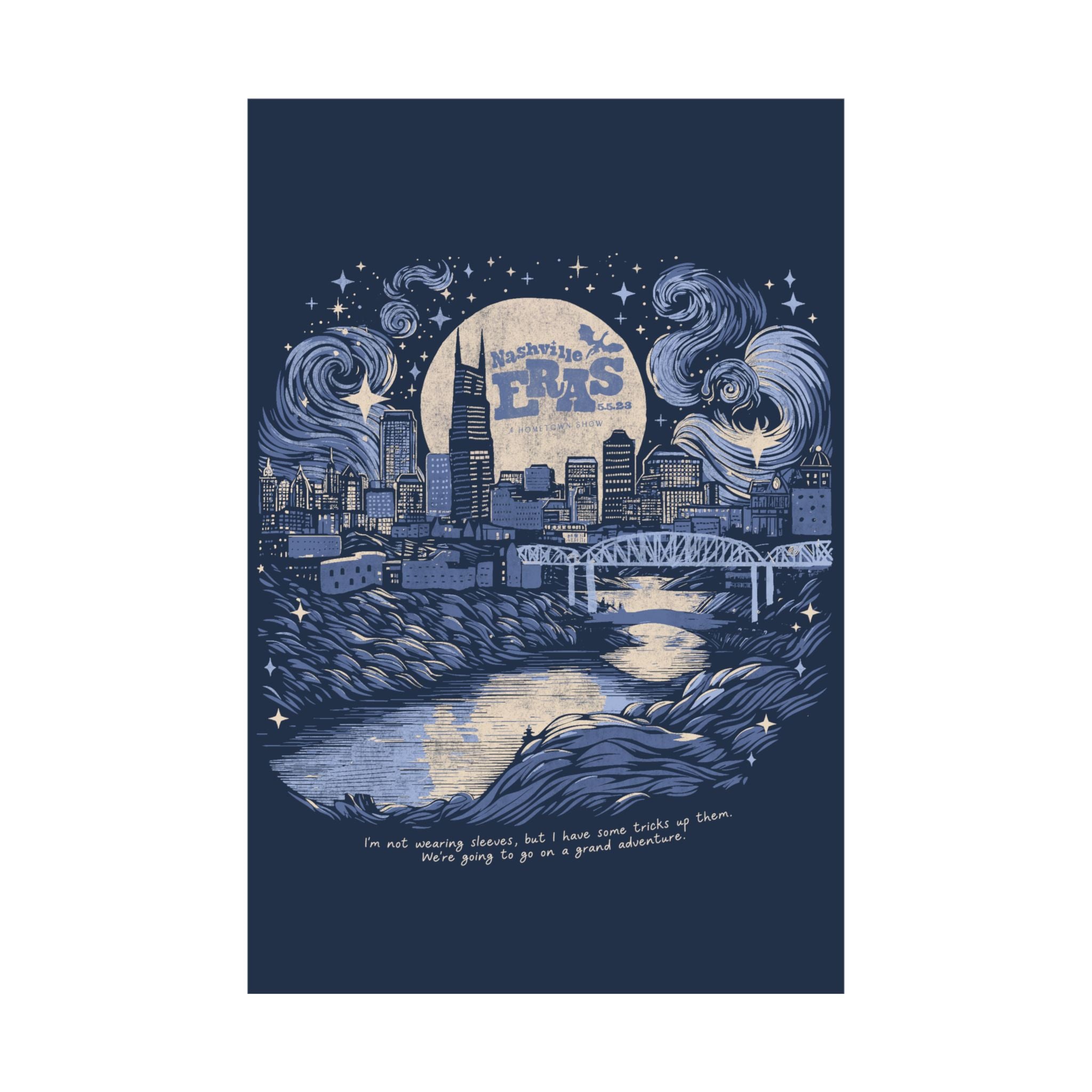Night One Nashville Eras Tour Skyline Navy Poster