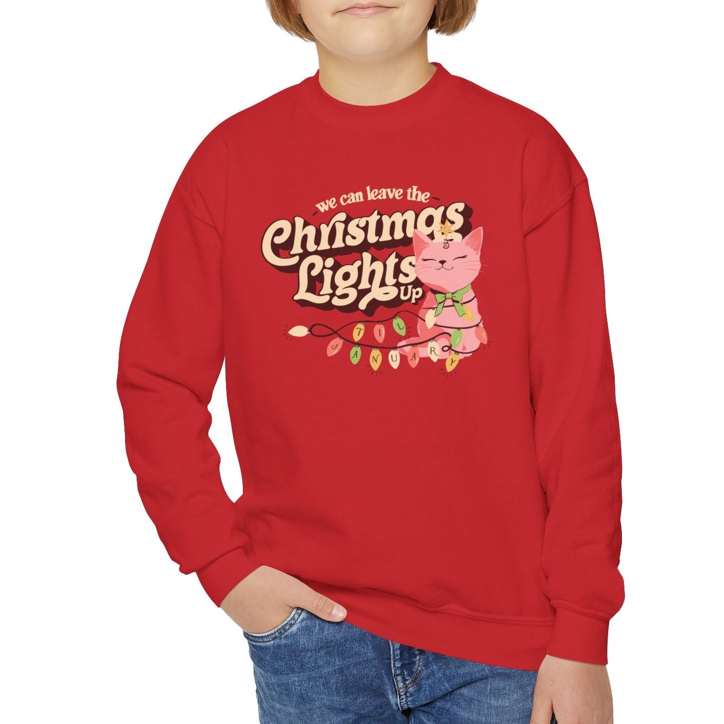 Kid's We Can Leave the Christmas Lights Up Crewneck Sweatshirt