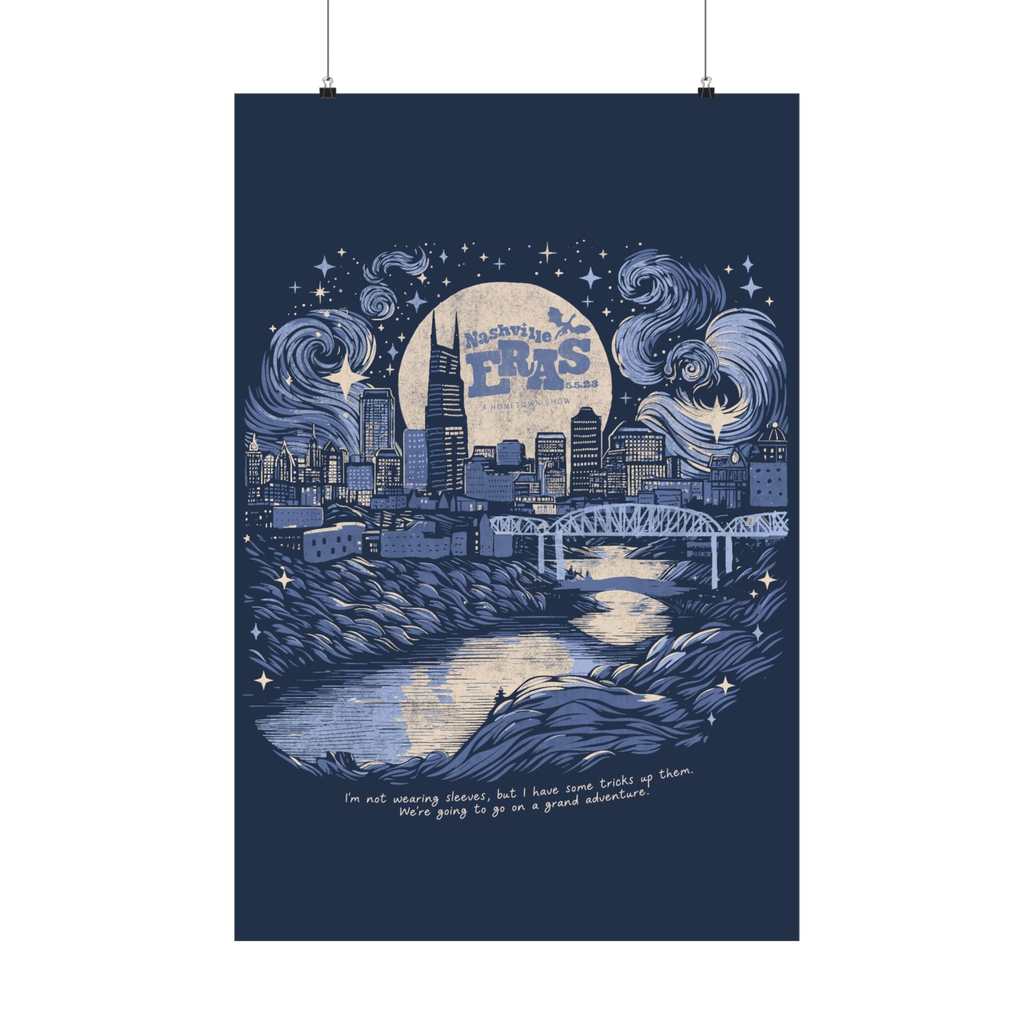 Night One Nashville Eras Tour Skyline Navy Poster