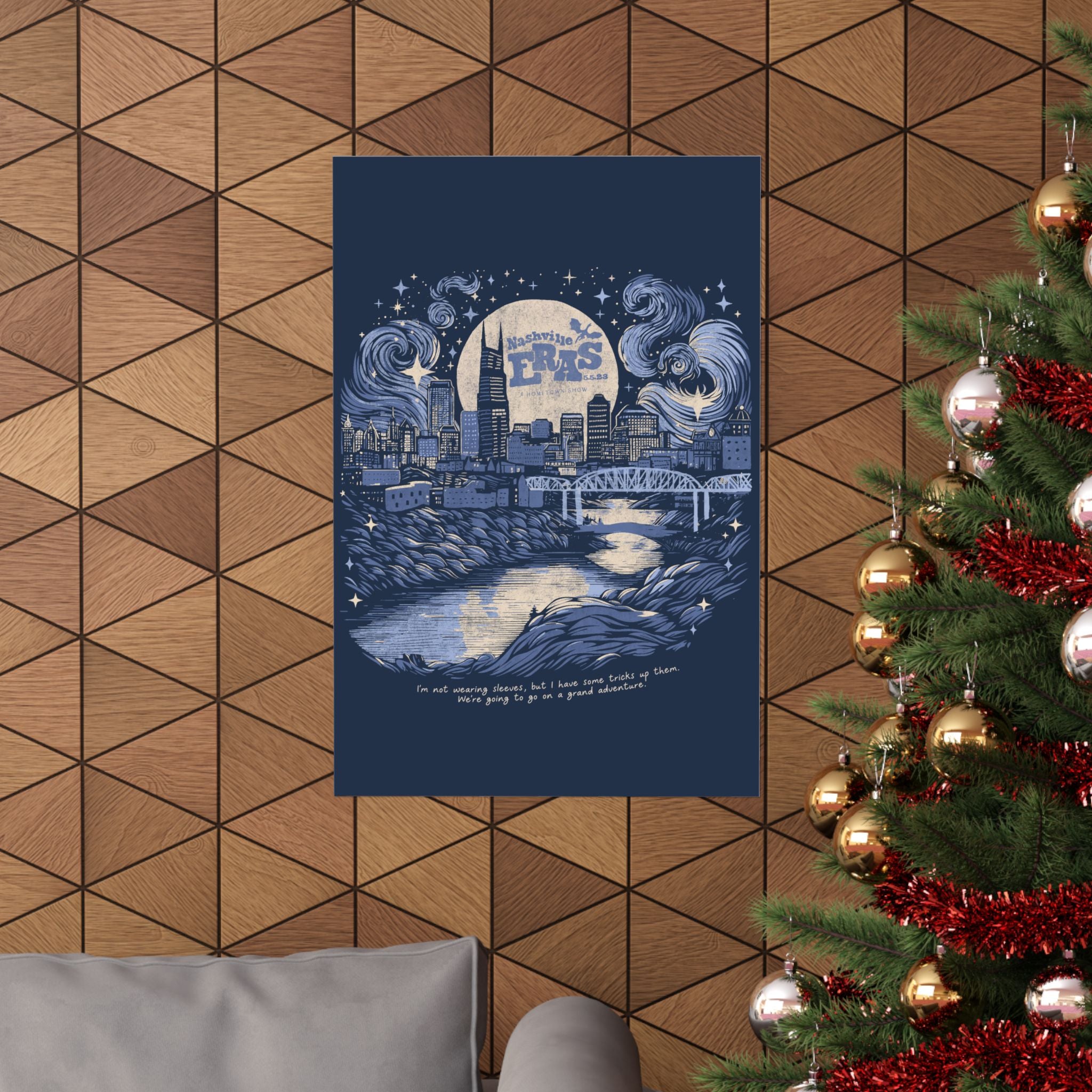 Night One Nashville Eras Tour Skyline Navy Poster