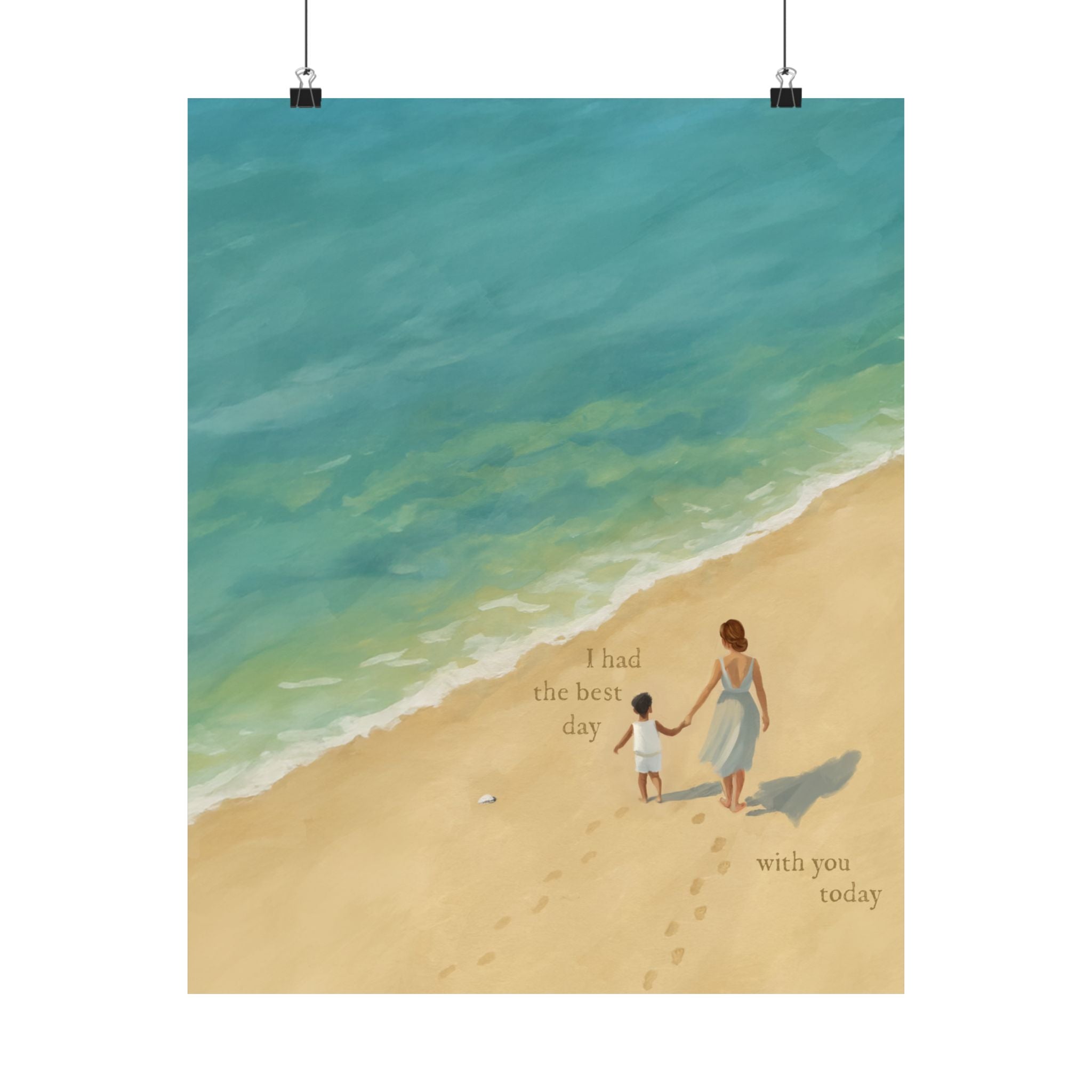 Best Day on the Beach with Latino Mom & Son Print