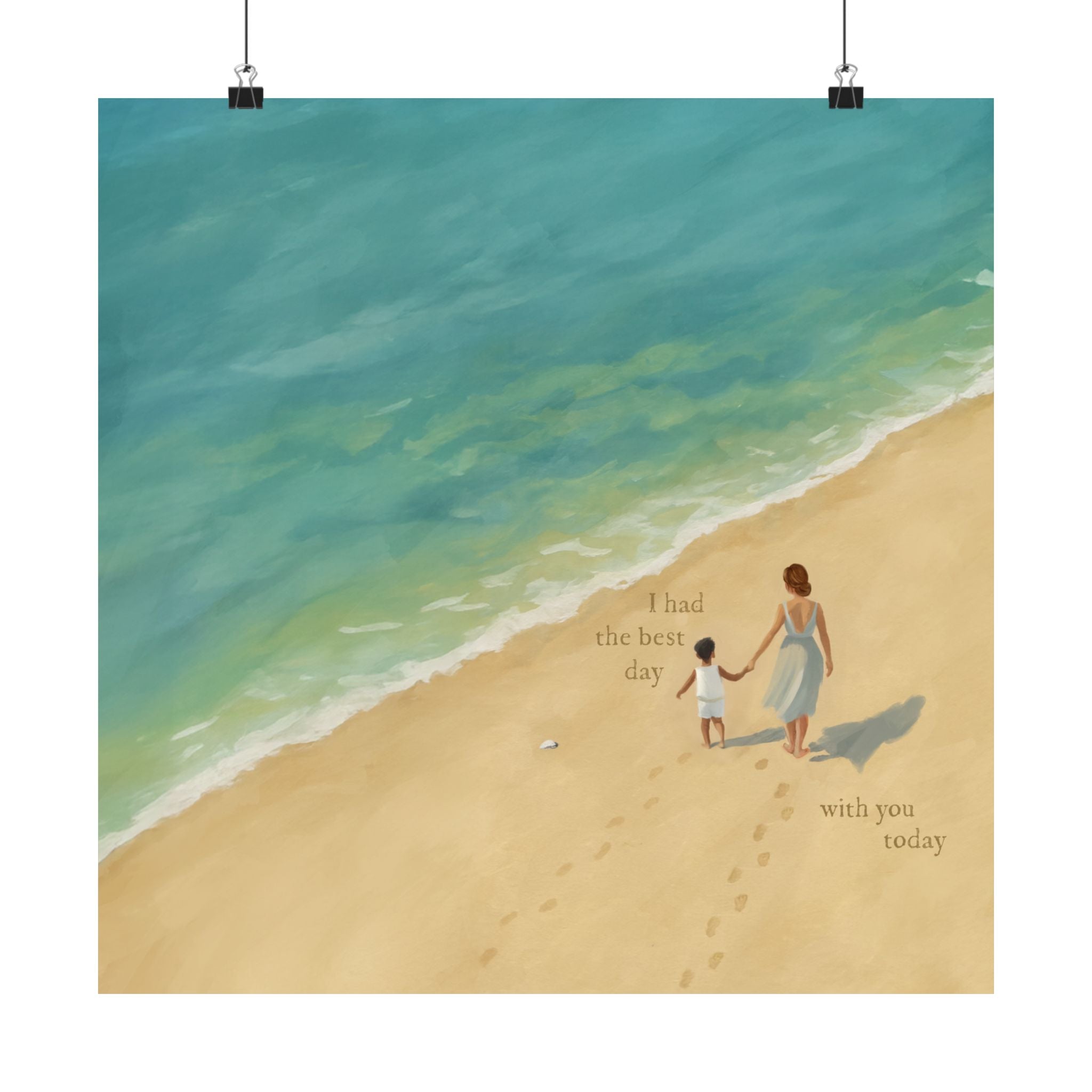 Best Day on the Beach with Latino Mom & Son Print
