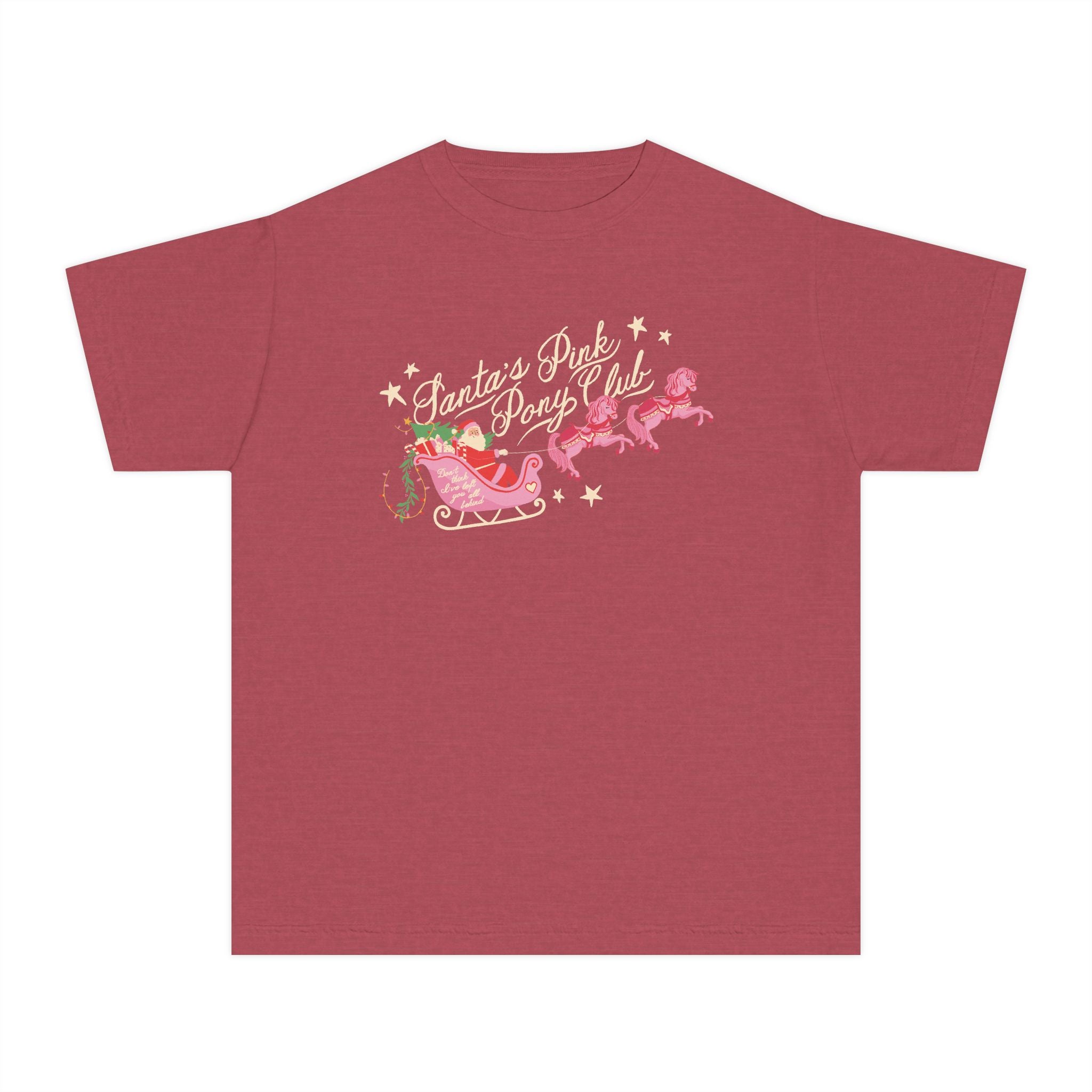 Kid's Santa's Pink Pony Club Comfort Colors Tee