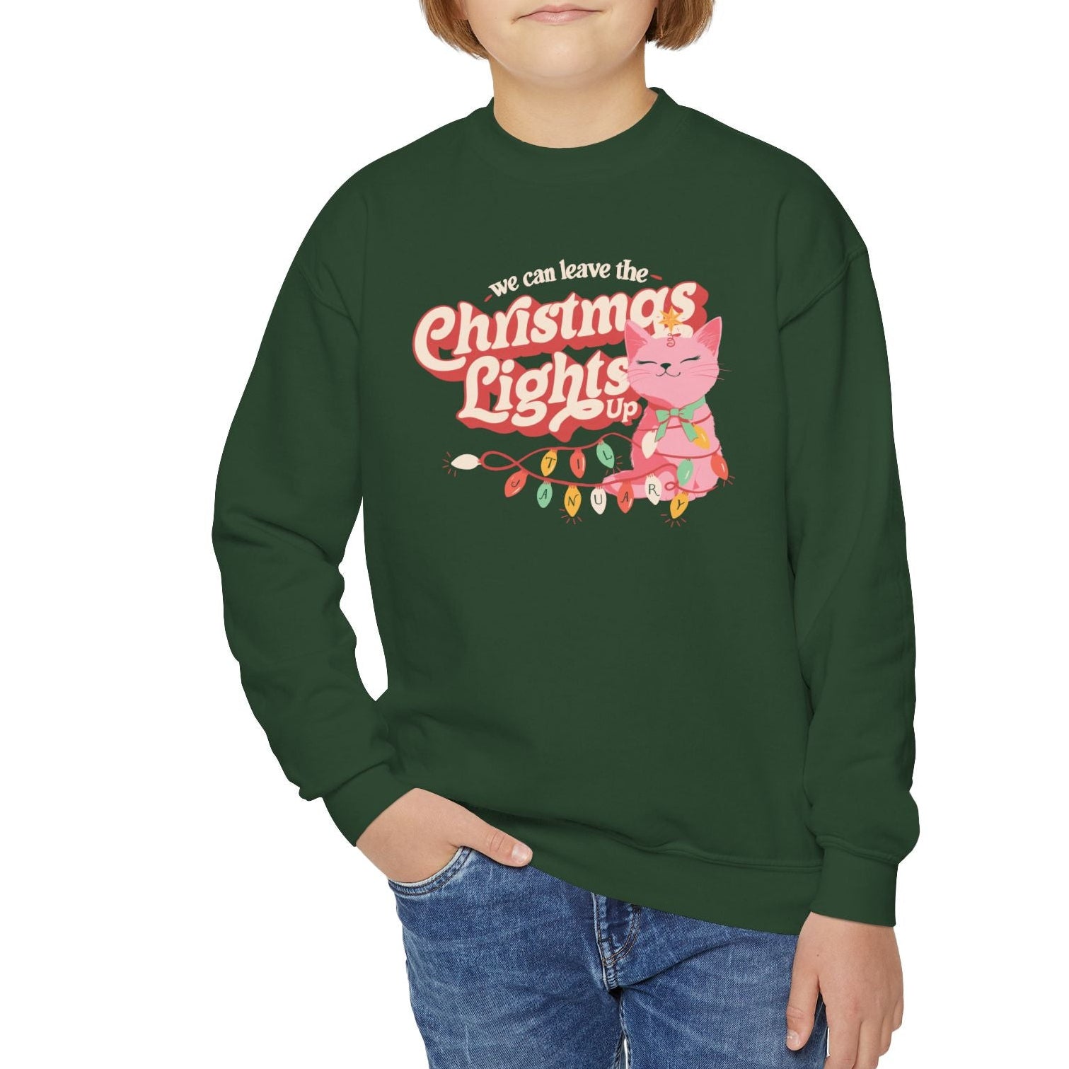 Kid's We Can Leave the Christmas Lights Up Crewneck Sweatshirt