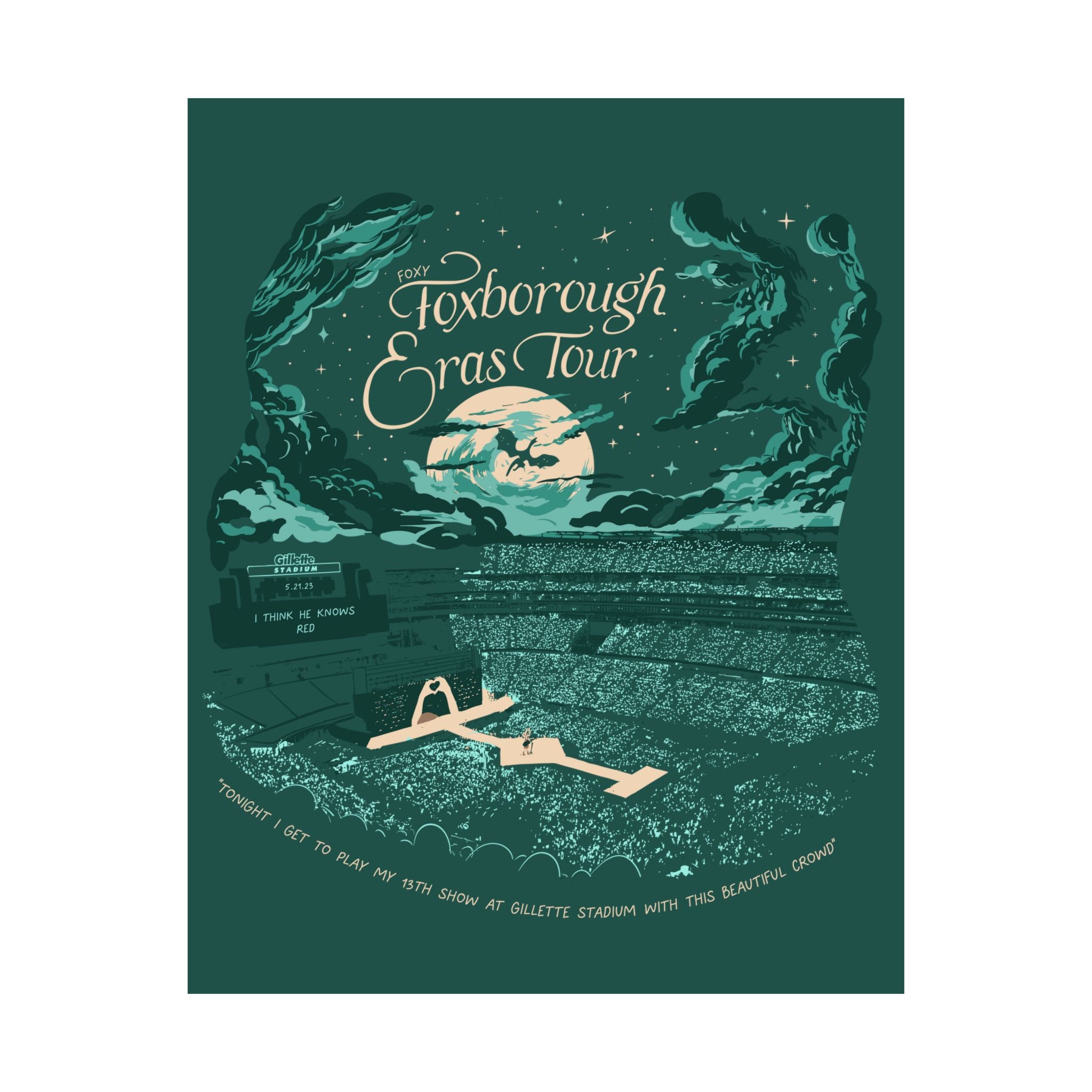 Emerald Night Three Foxborough Eras Tour Gillette Stadium Poster