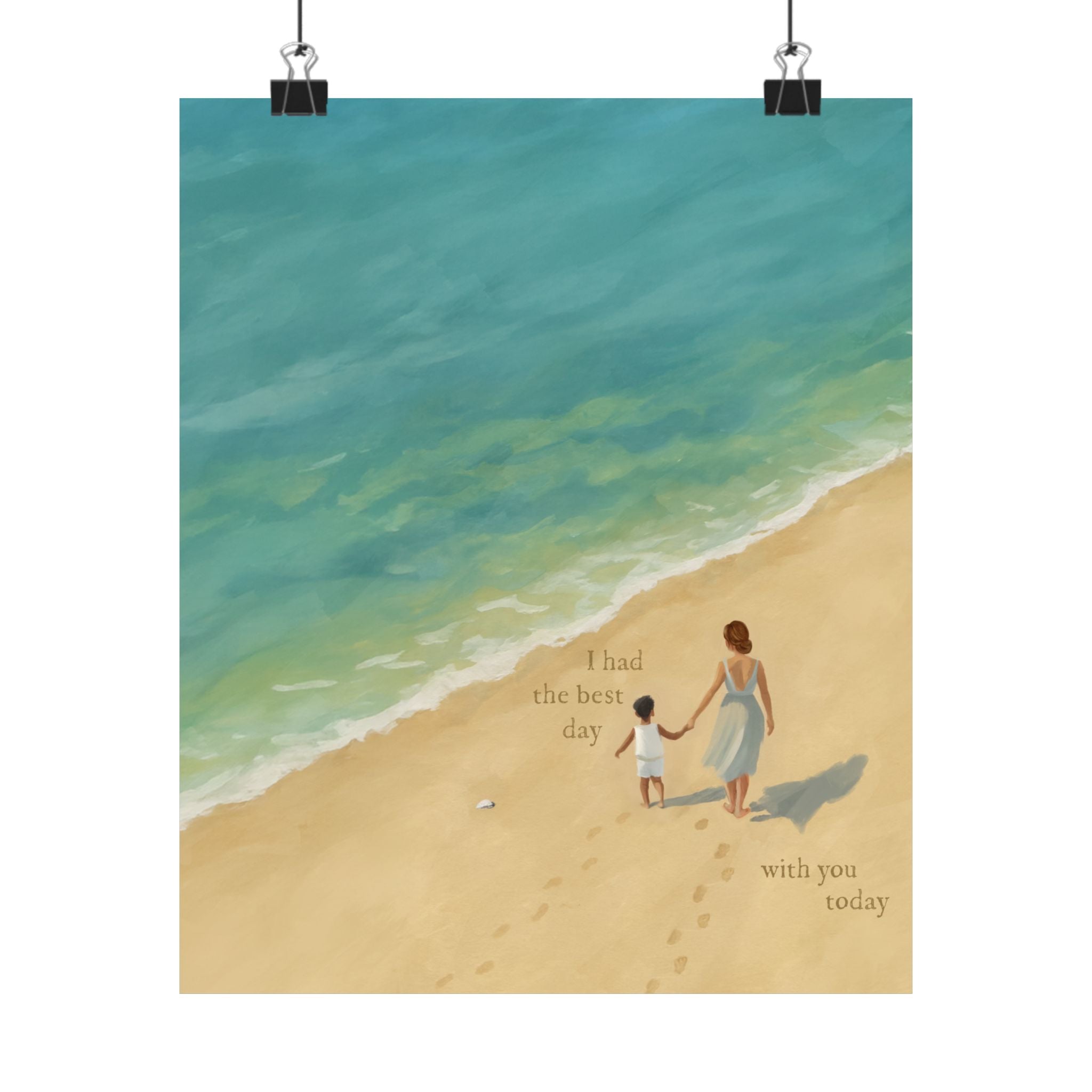 Best Day on the Beach with Latino Mom & Son Print