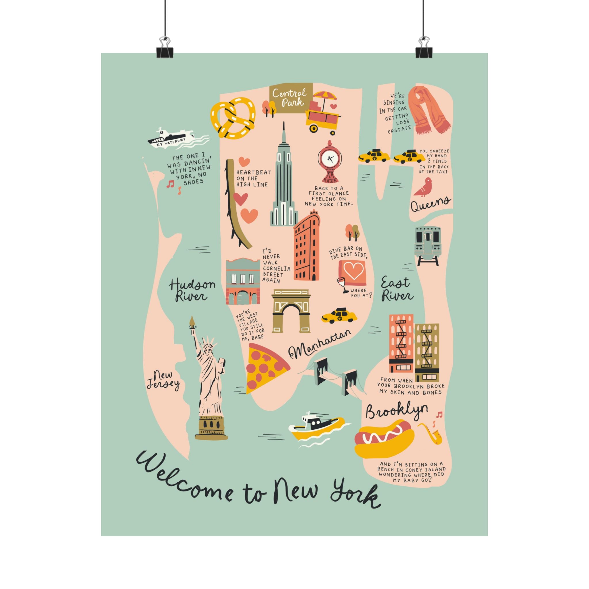 Blue New York City Lyrical Poster