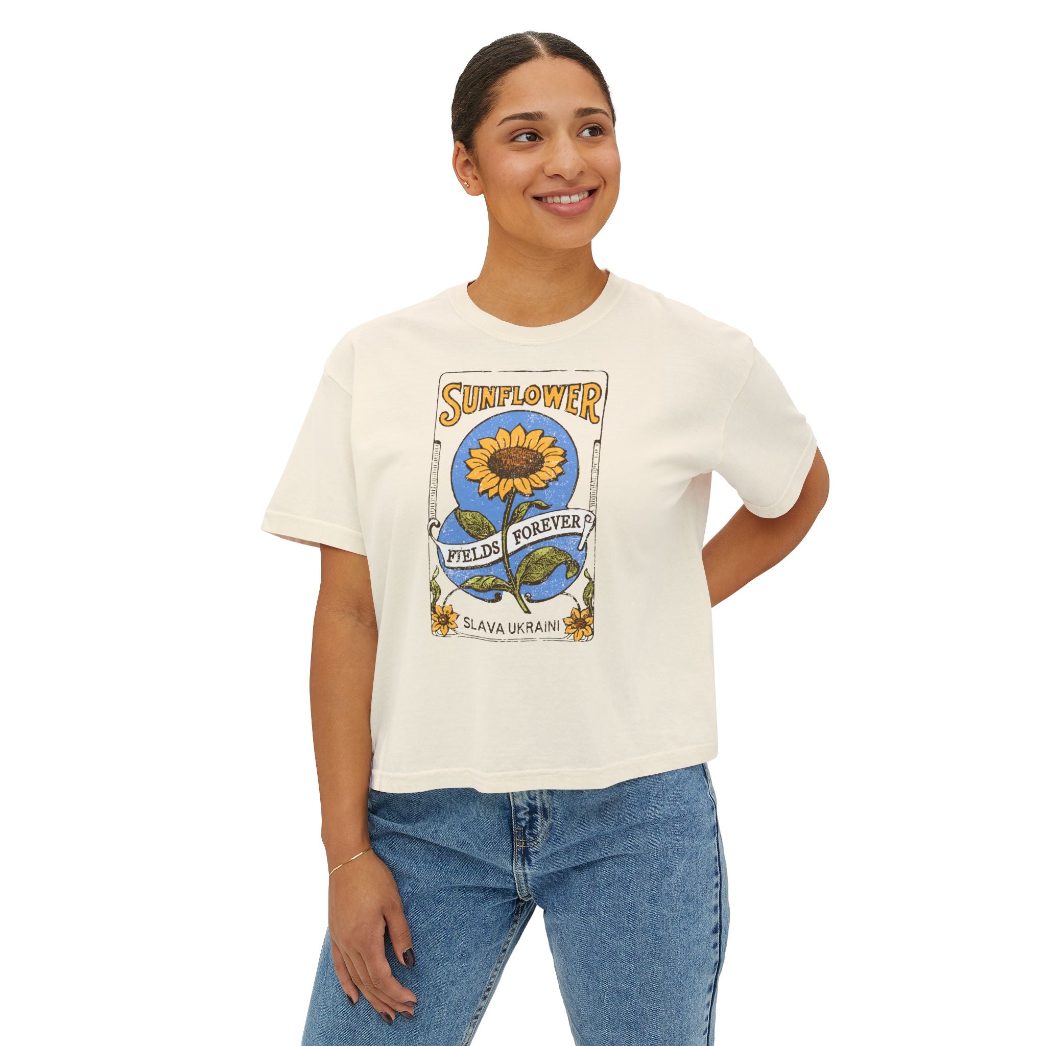 Sunflower Fields Forever Comfort Colors Crop Top