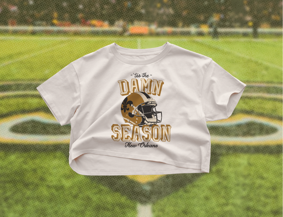 New Orleans Football 'Tis The Season Crop Tee in White
