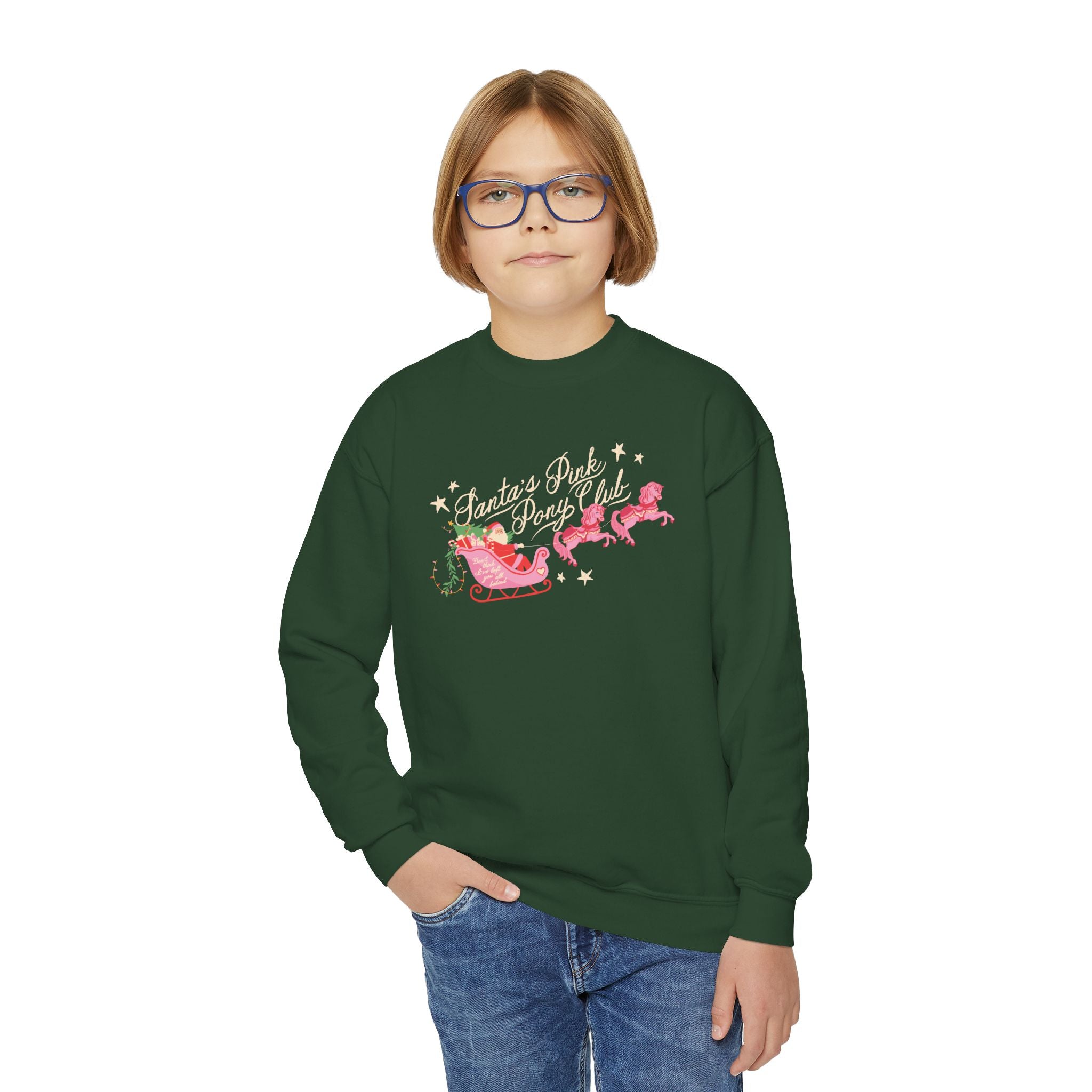 Kid's Santa's Pink Pony Club Crewneck Sweatshirt
