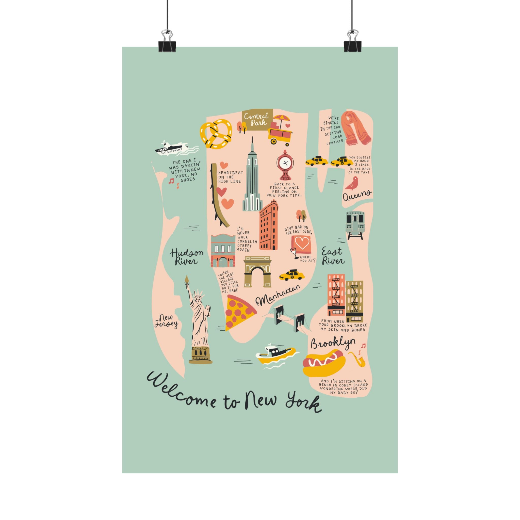 Blue New York City Lyrical Poster