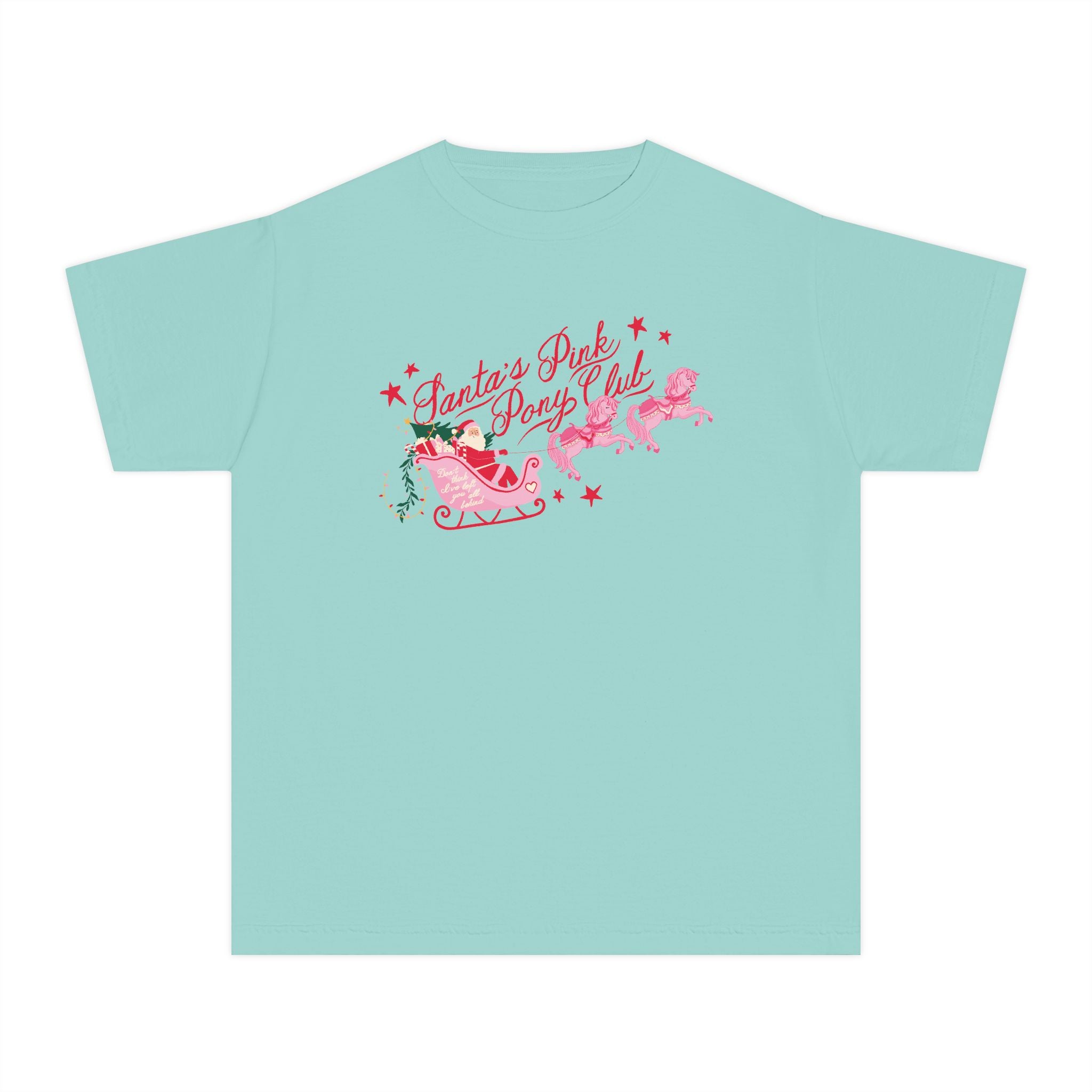 Kid's Santa's Pink Pony Club Comfort Colors Tee