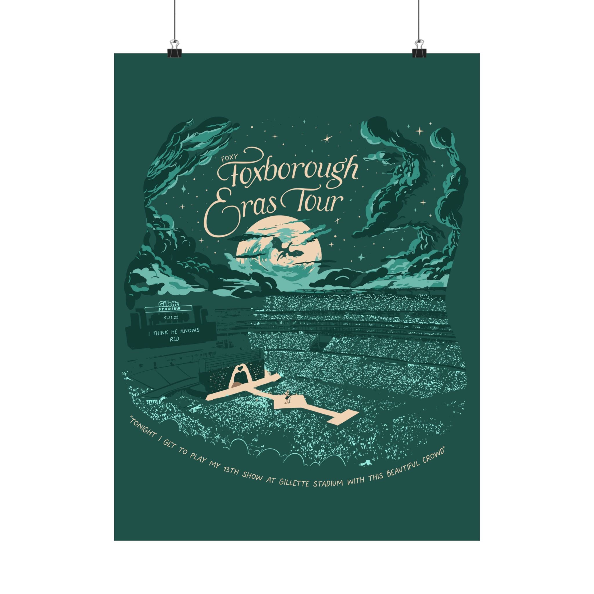 Emerald Night Three Foxborough Eras Tour Gillette Stadium Poster