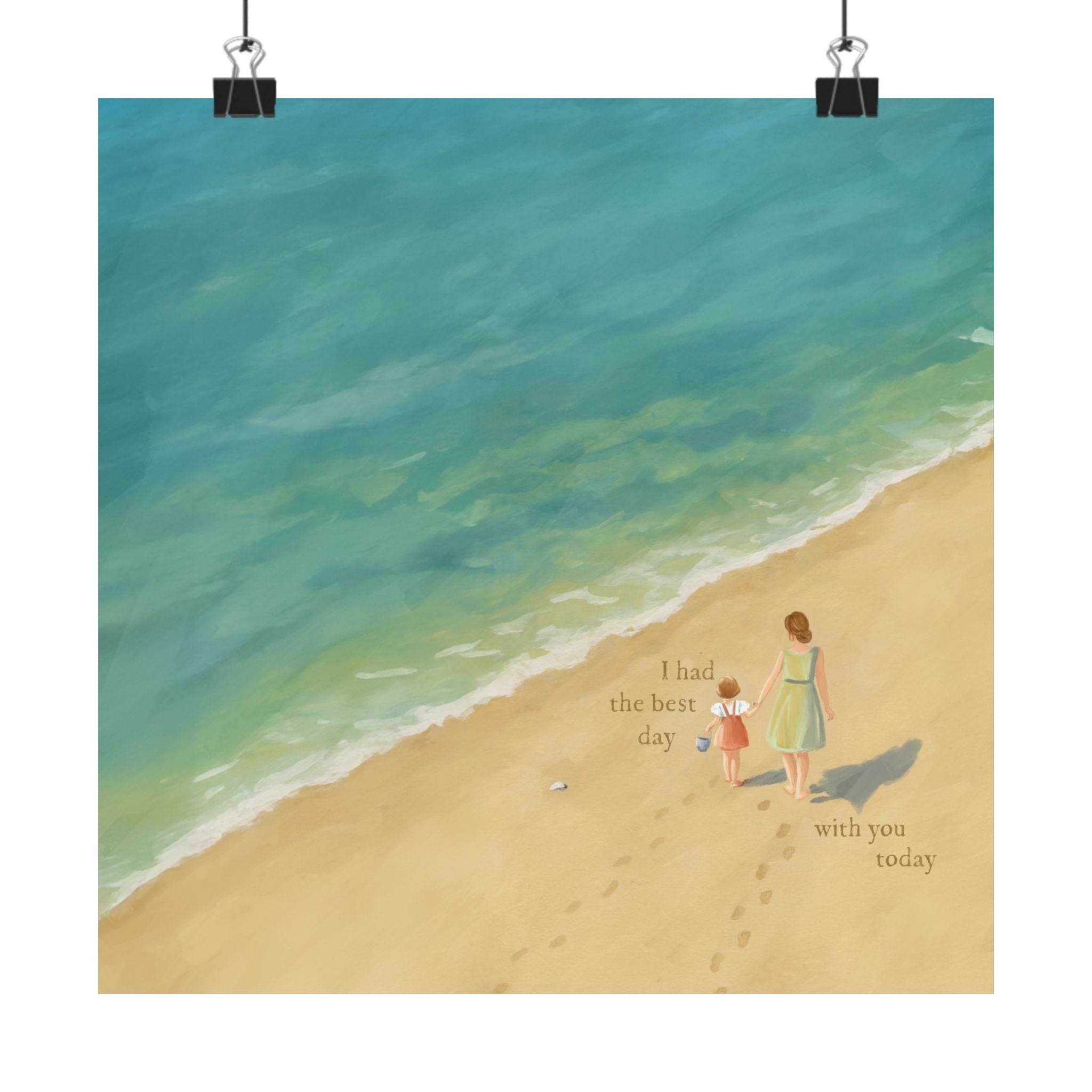 Best Day on the Beach – Brunette Mom & Daughter Print