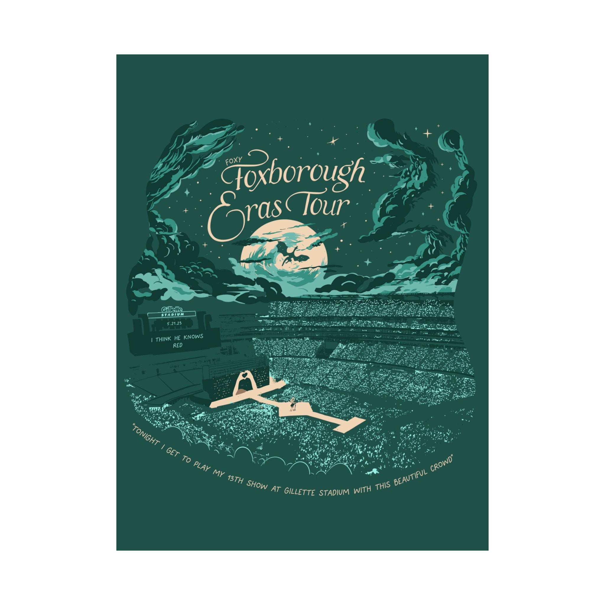 Emerald Night Three Foxborough Eras Tour Gillette Stadium Poster