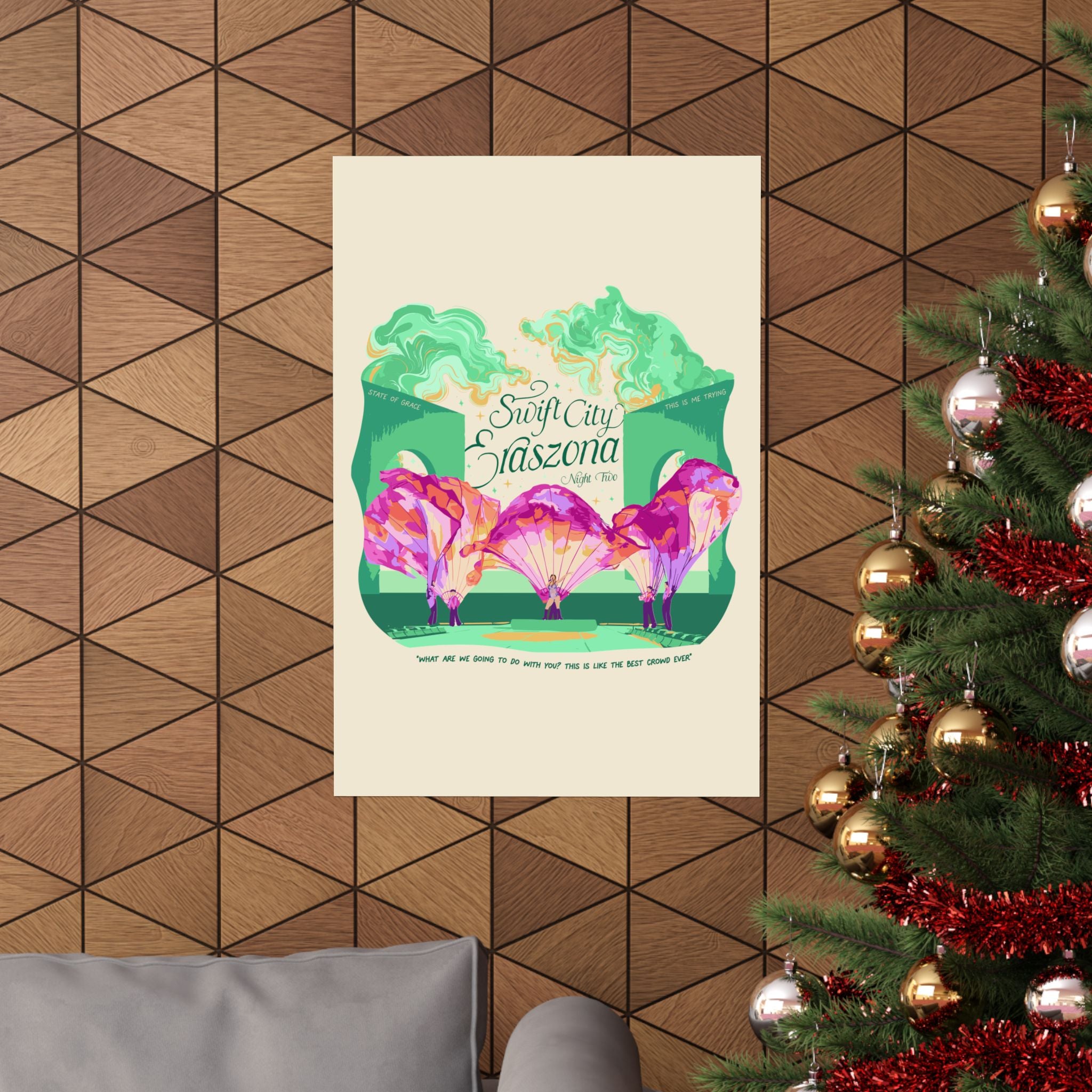 Green Surprise Song Dress Night Poster Glendale Eras Tour Poster