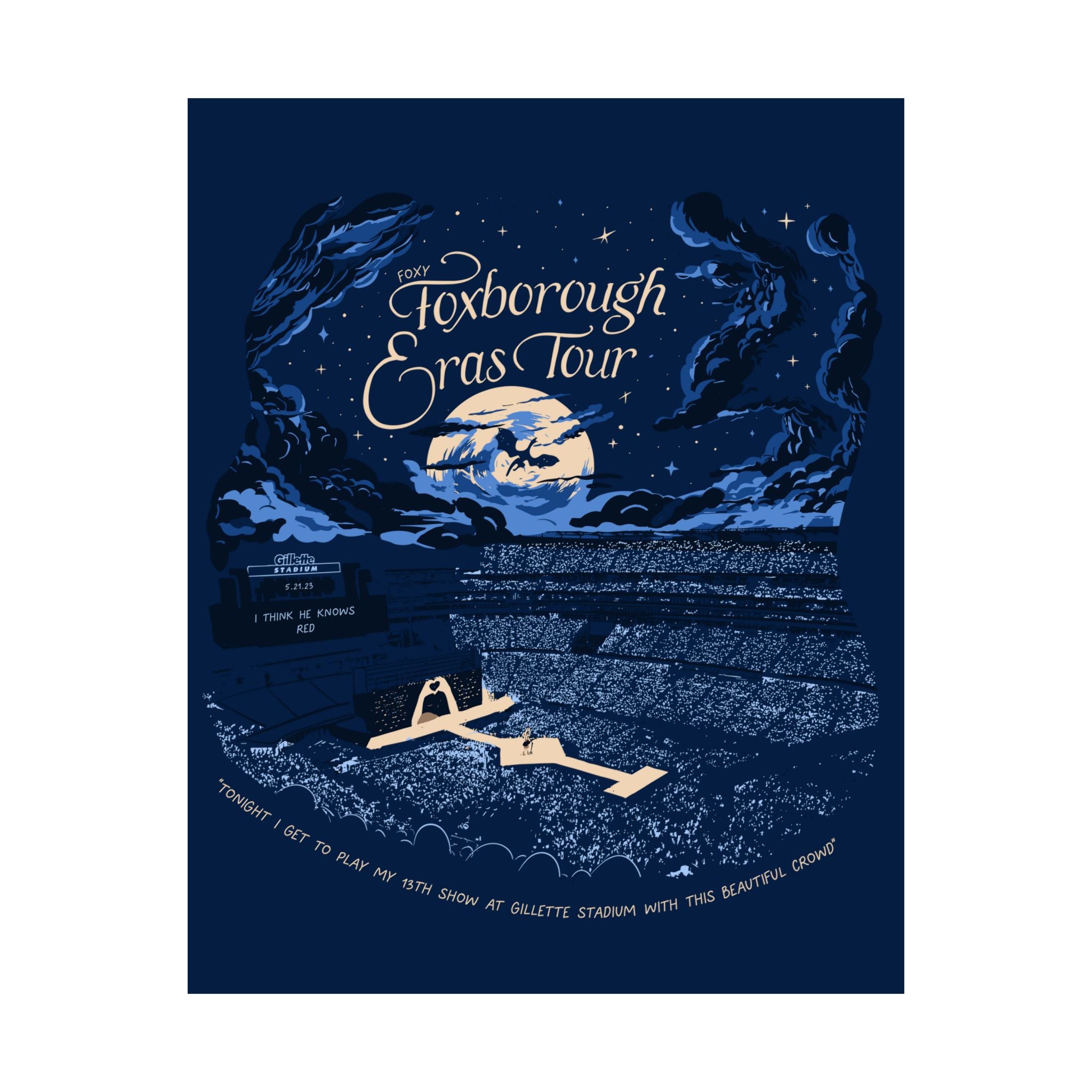 Navy Night Three Foxborough Eras Tour Gillette Stadium Poster
