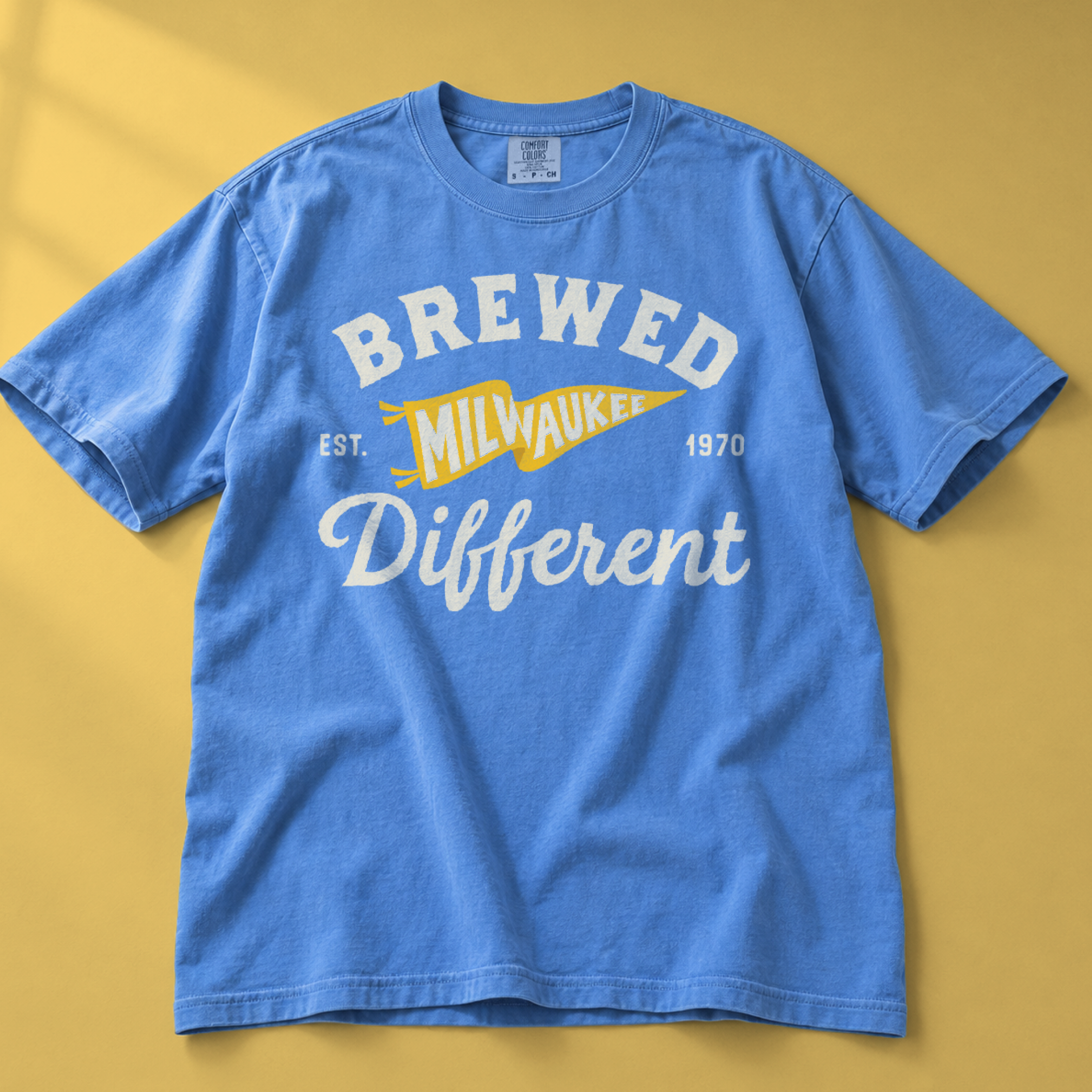 Brewed Different Milwaukee Tee in Flo Blue