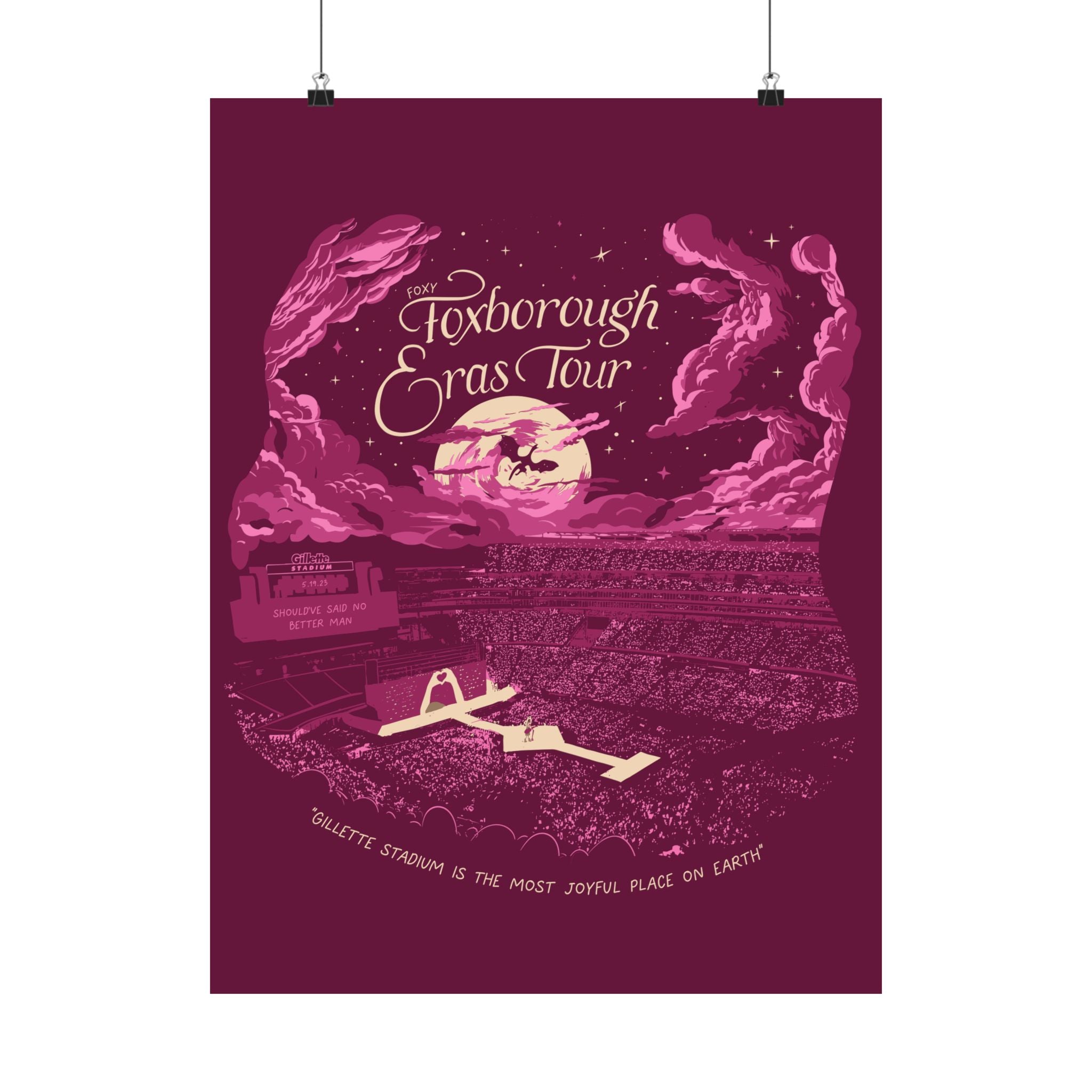 Pink Night One Foxborough Eras Tour Gillette Stadium Poster