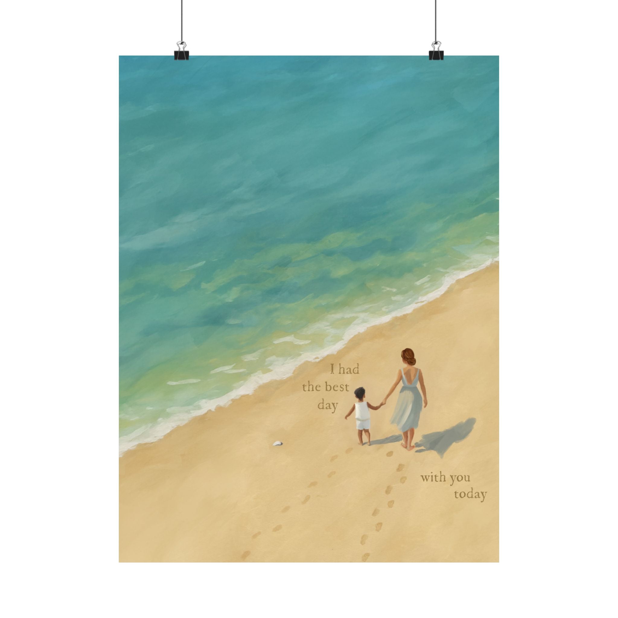 Best Day on the Beach with Latino Mom & Son Print