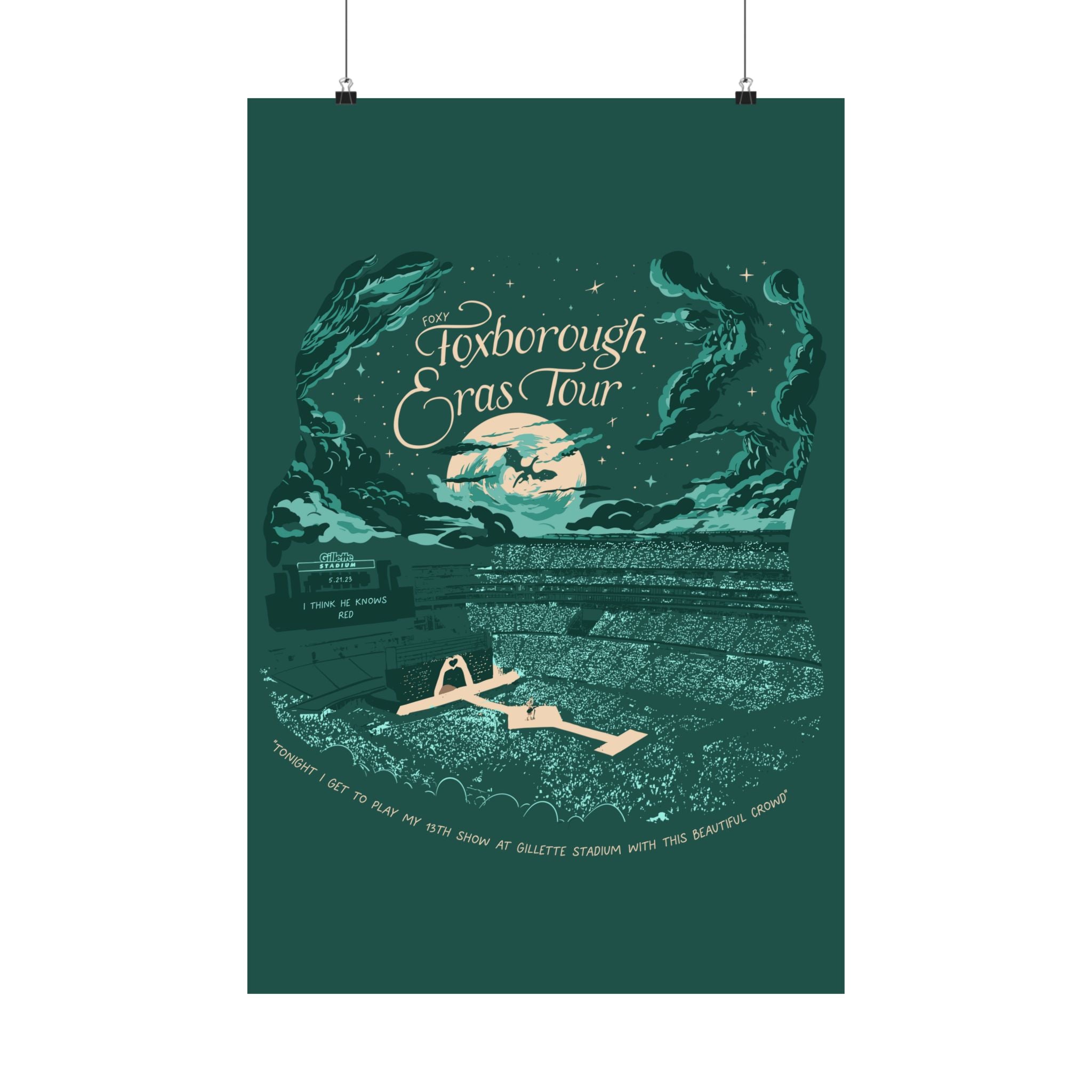 Emerald Night Three Foxborough Eras Tour Gillette Stadium Poster