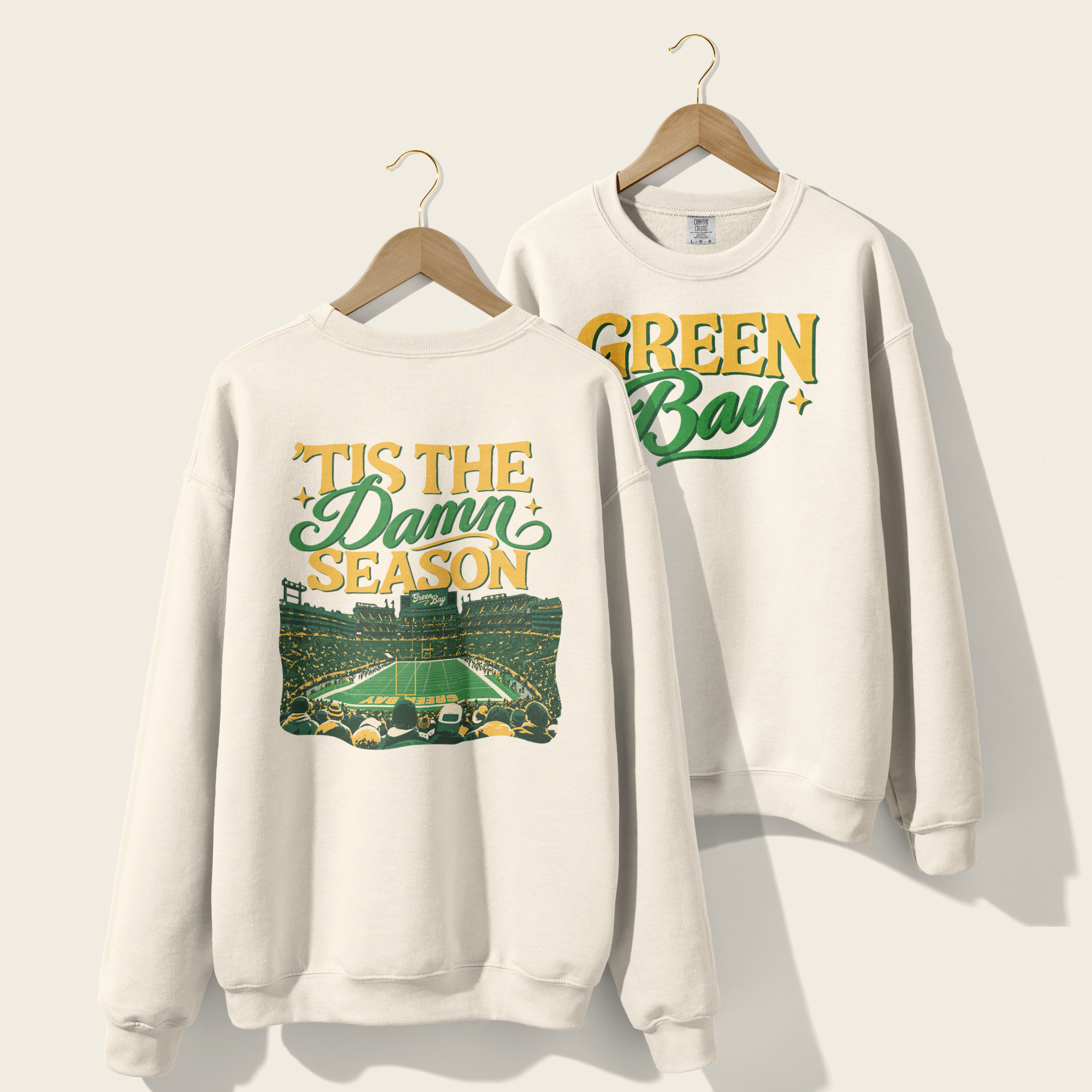 ’Tis the Damn Season Green Bay Crewneck in White