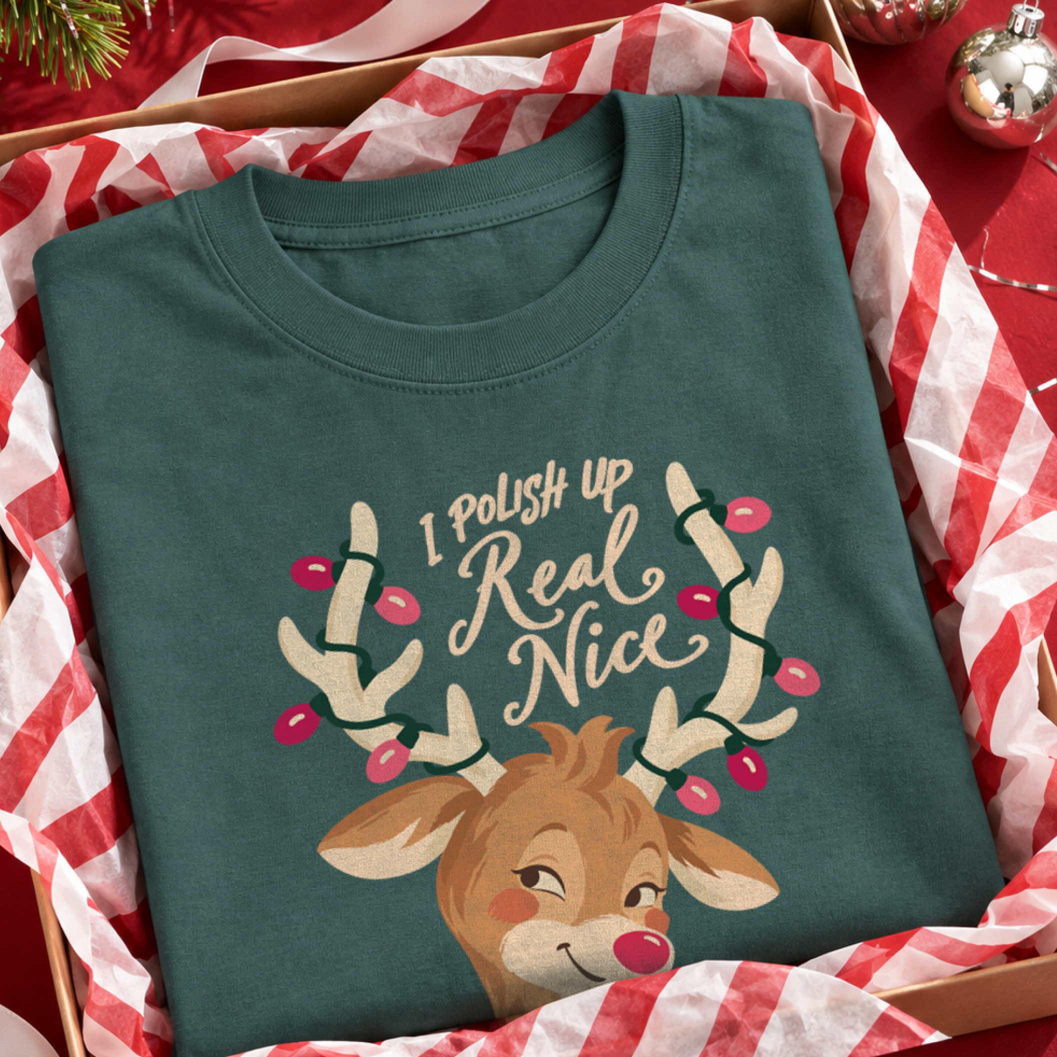 I Polish Up Real Nice Tee in Blue Spruce, folded