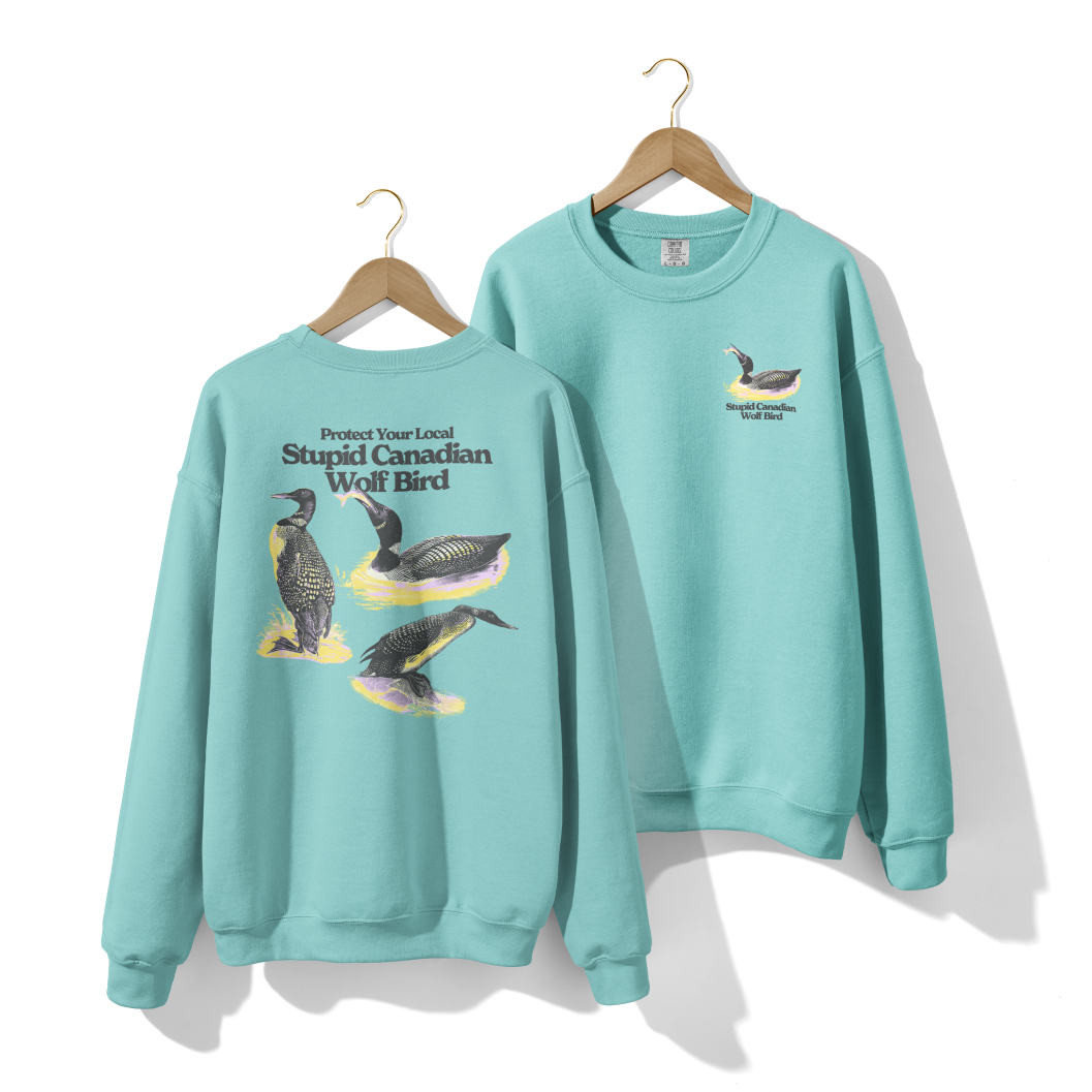 Stupid Canadian Wolf Bird Crewneck