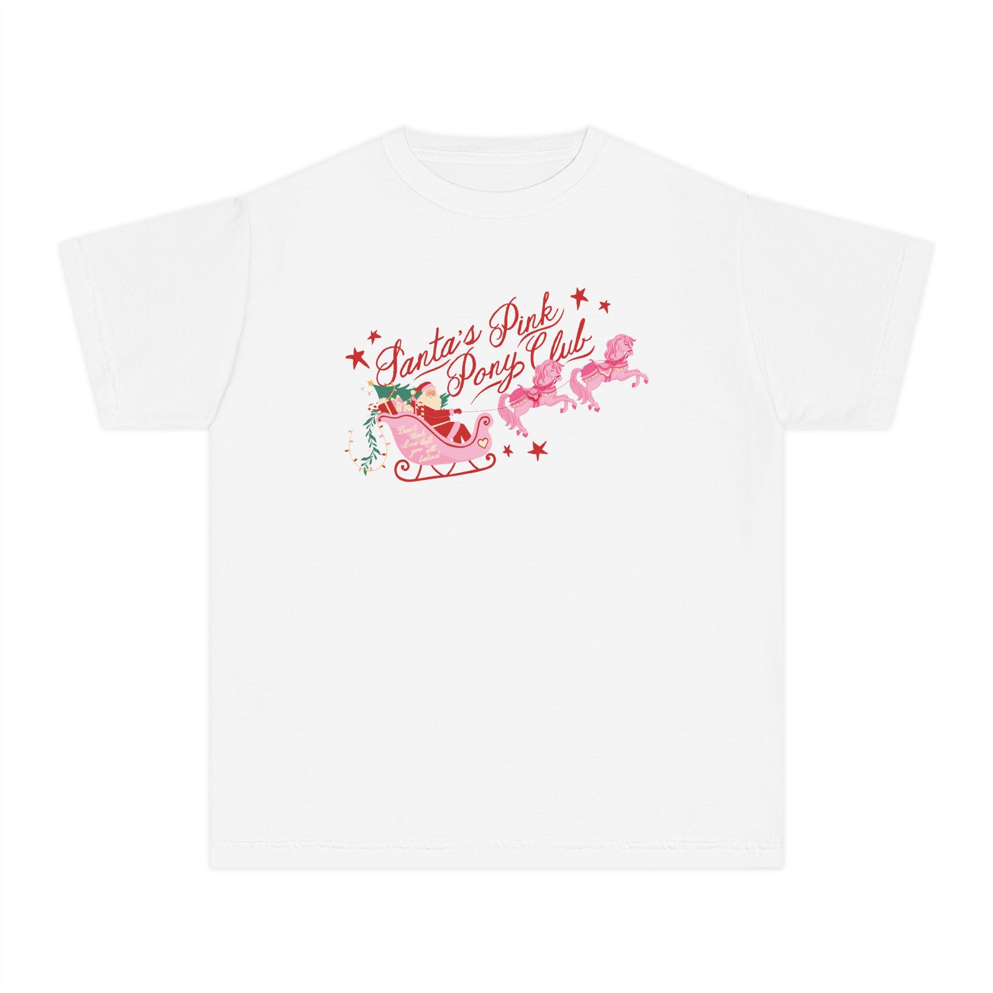 Kid's Santa's Pink Pony Club Comfort Colors Tee