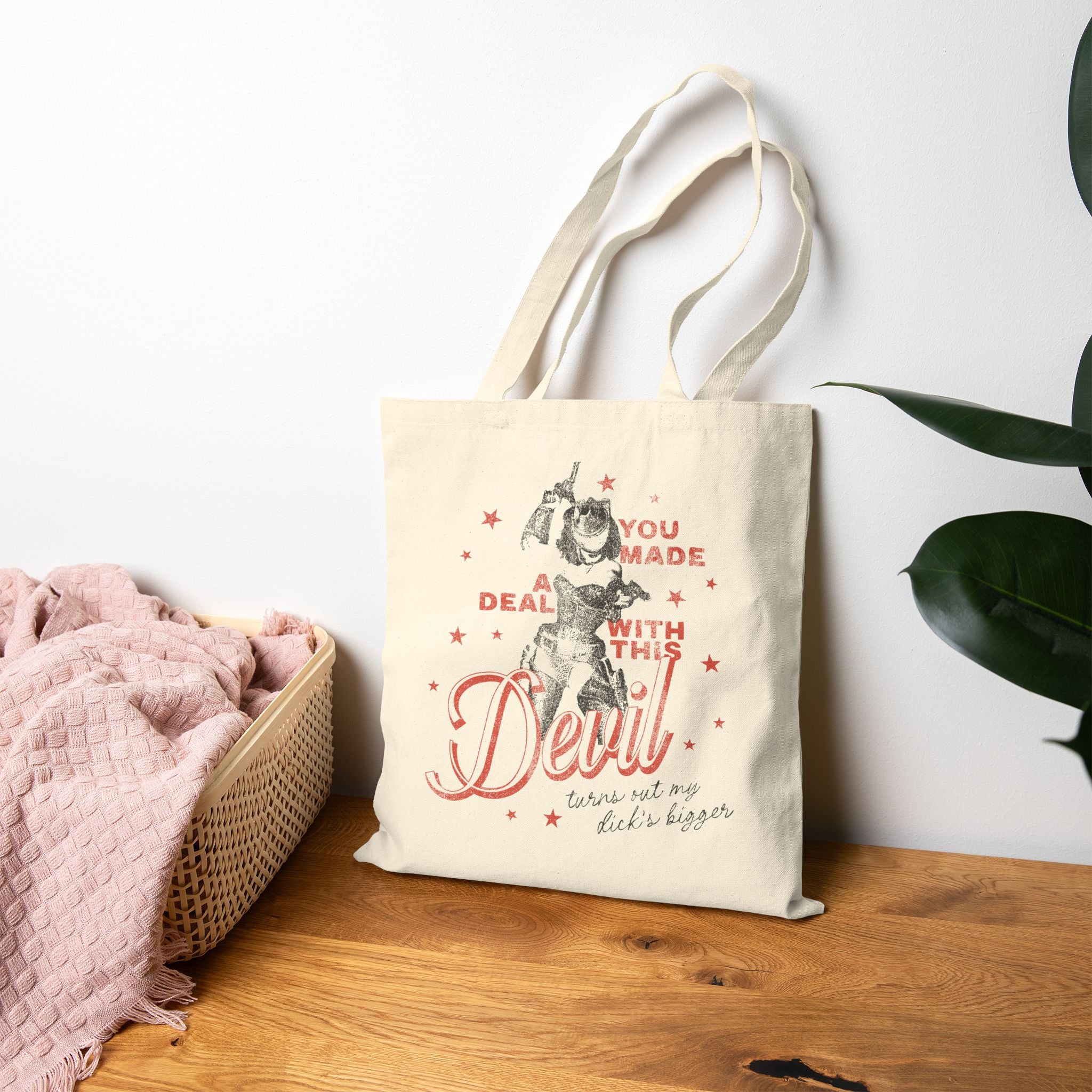 Deal With This Devil Canvas Tote Bag