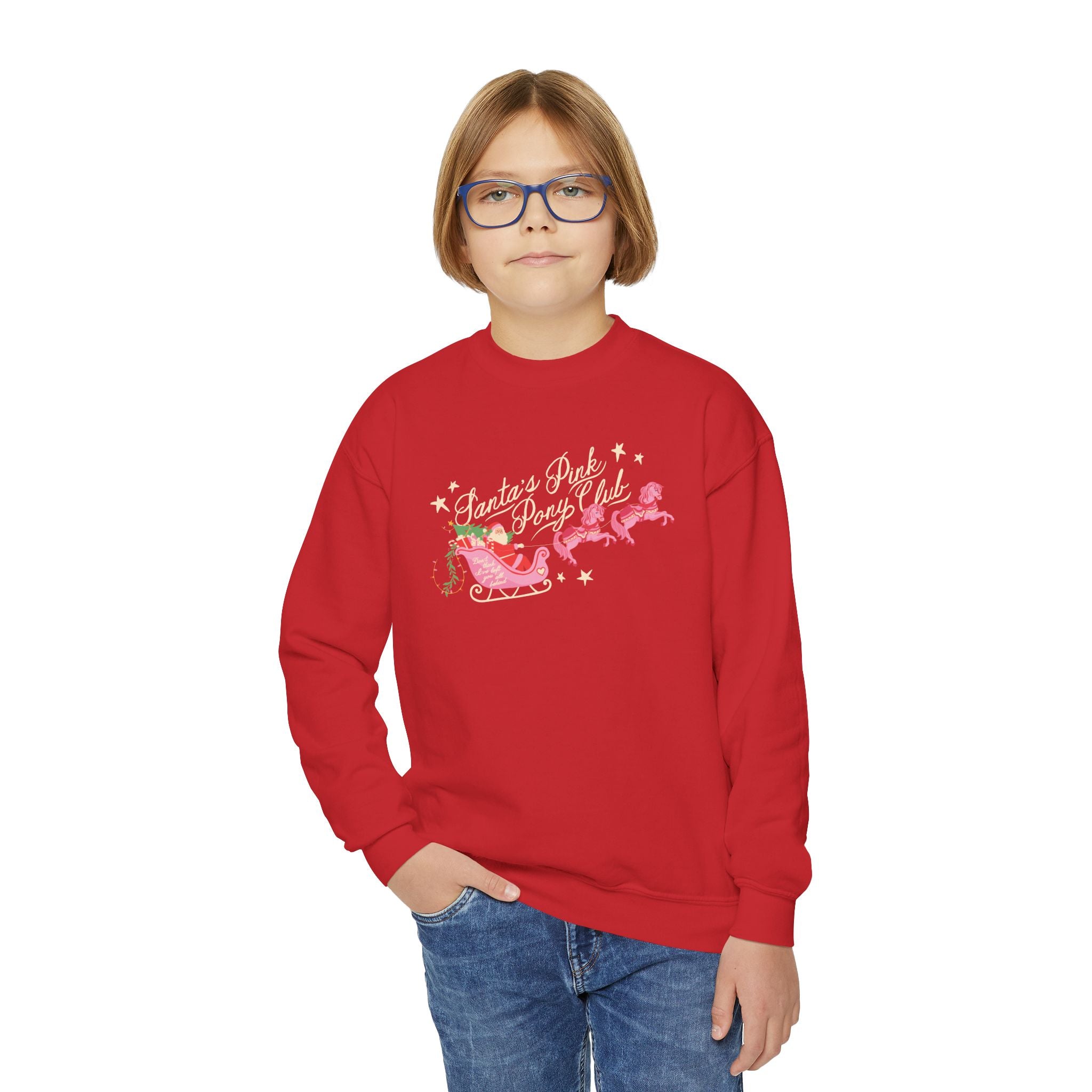 Kid's Santa's Pink Pony Club Crewneck Sweatshirt