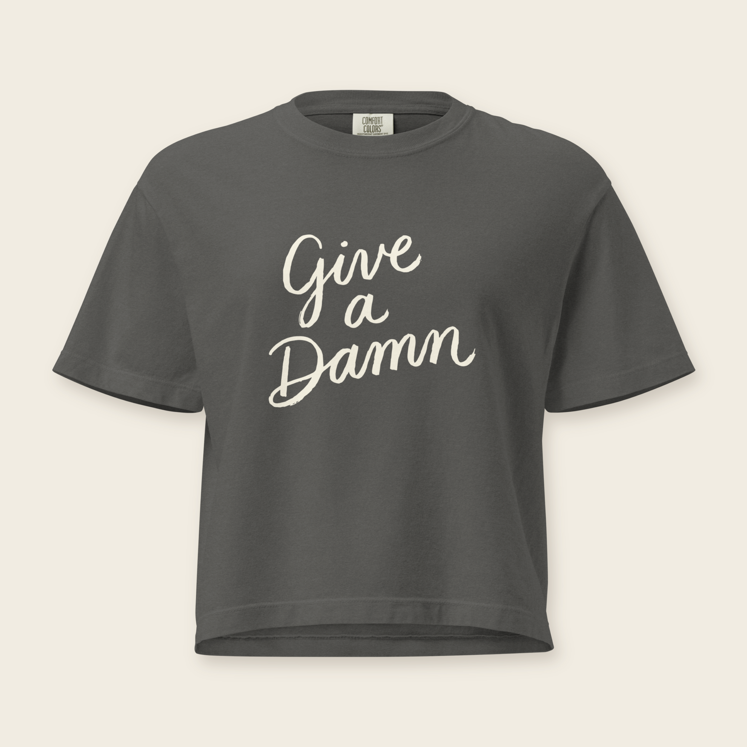 Give a Damn Boxy Tee in Pepper