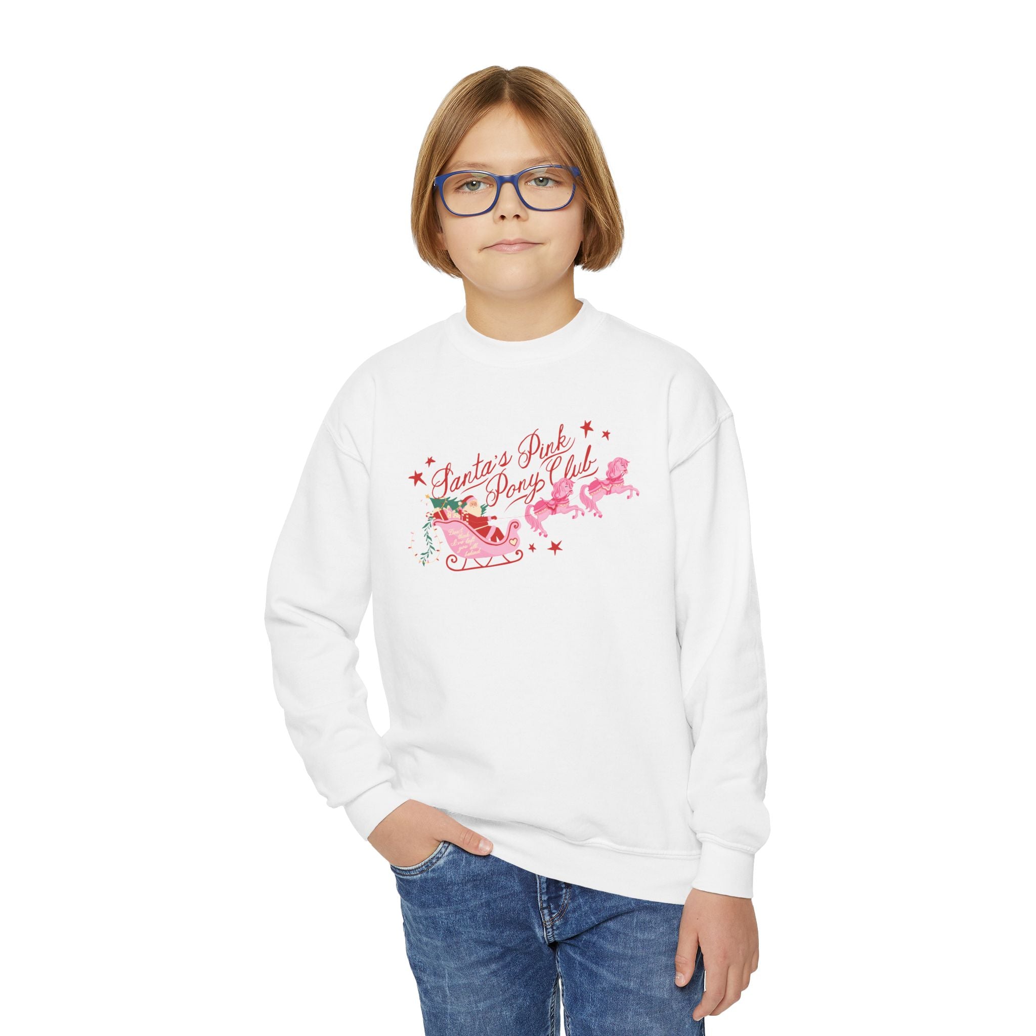Kid's Santa's Pink Pony Club Crewneck Sweatshirt