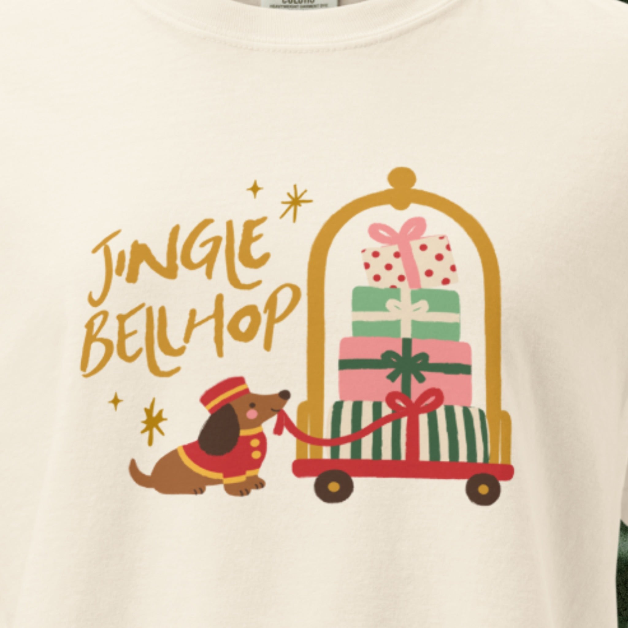 Jingle Bellhop Boxy Tee print close-up