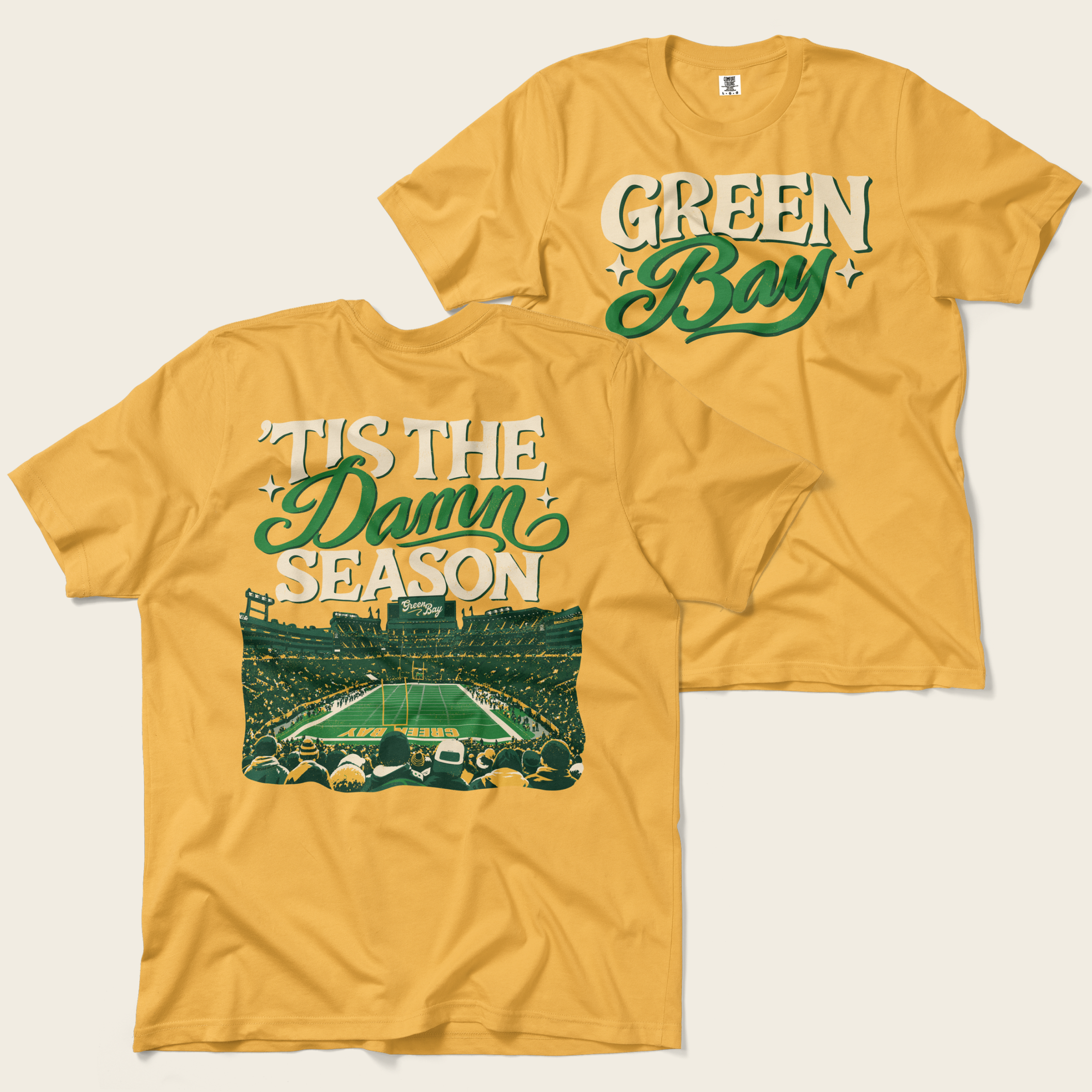 ’Tis the Damn Season Green Bay Tee in Mustard