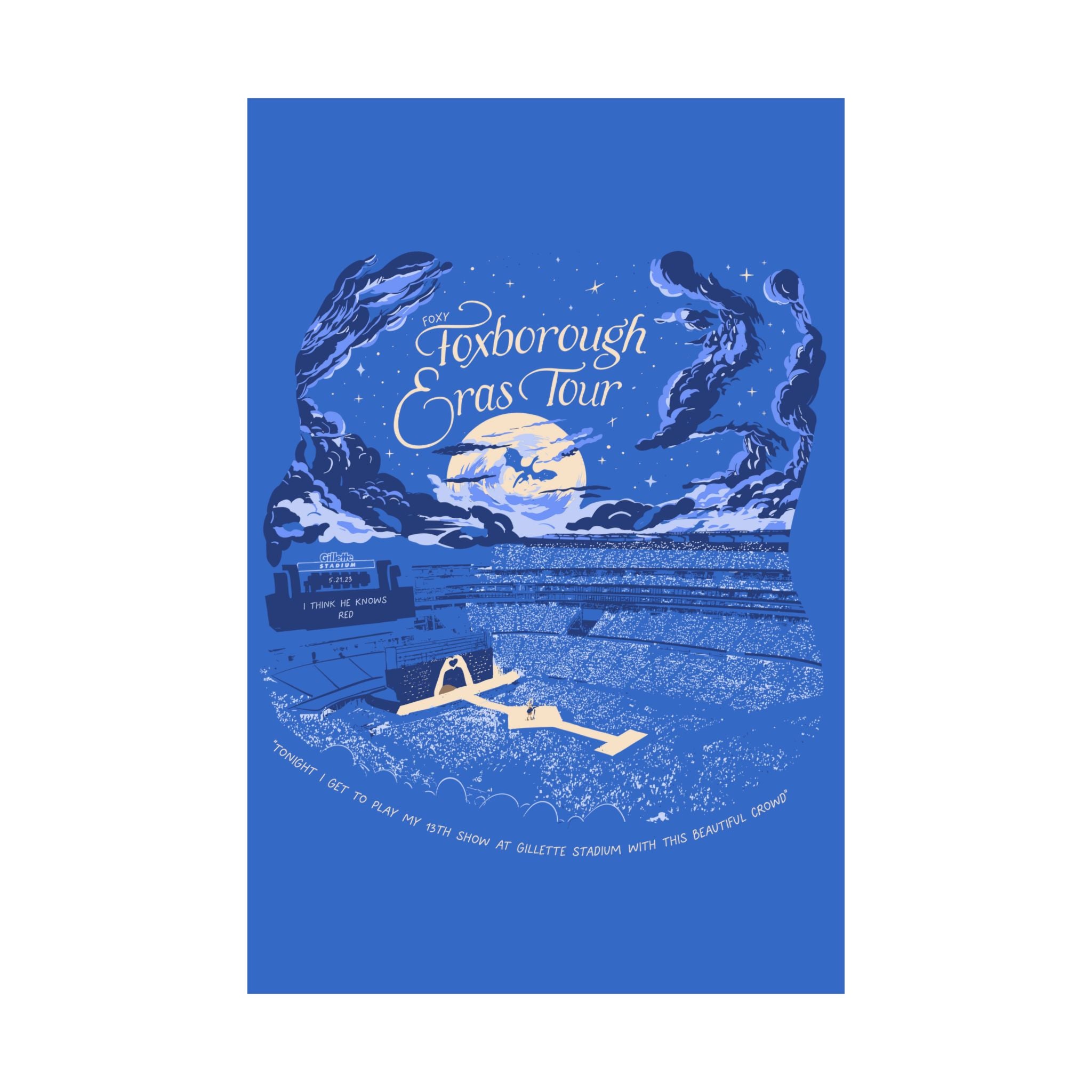 Blue Night Three Foxborough Eras Tour Gillette Stadium Poster