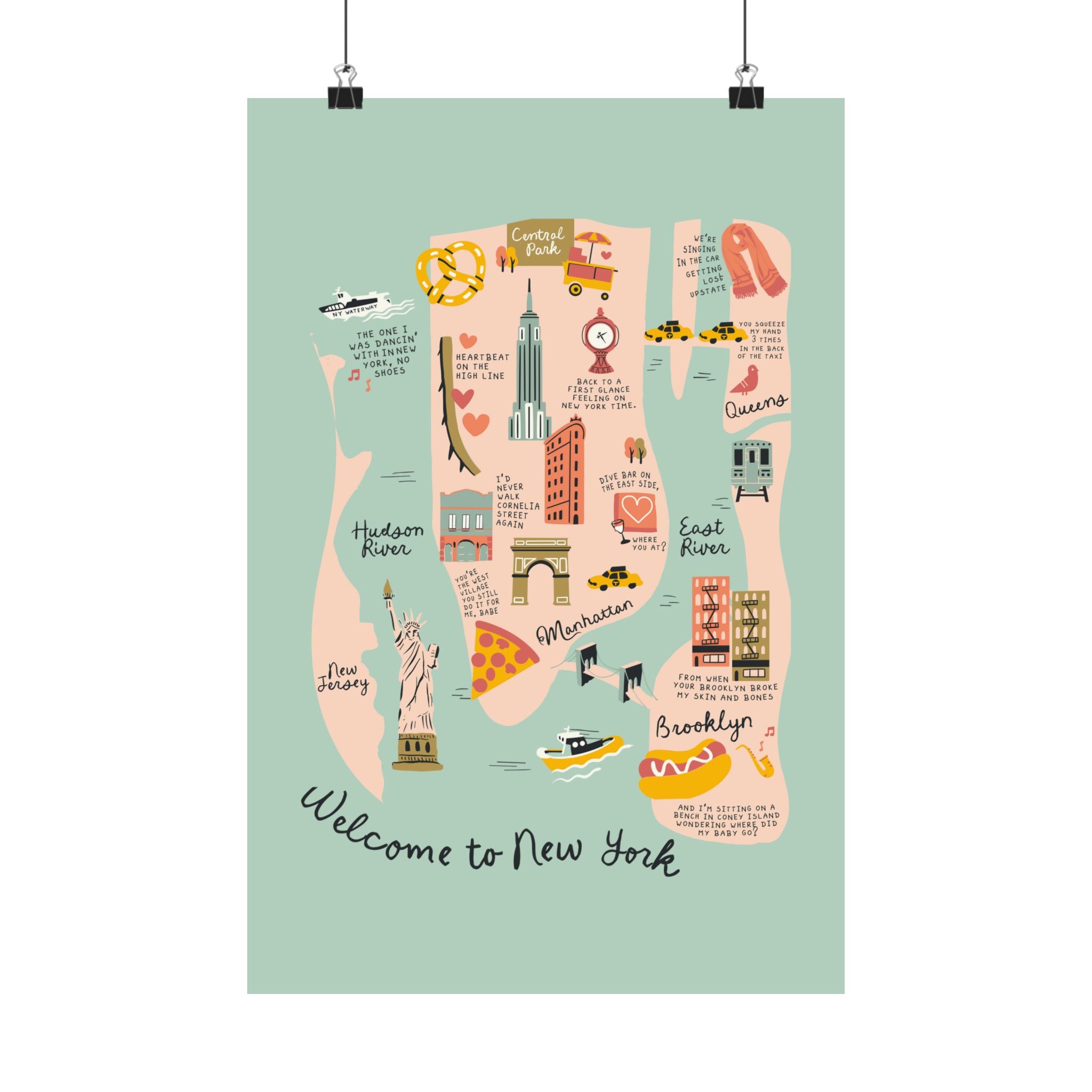 Blue New York City Lyrical Poster