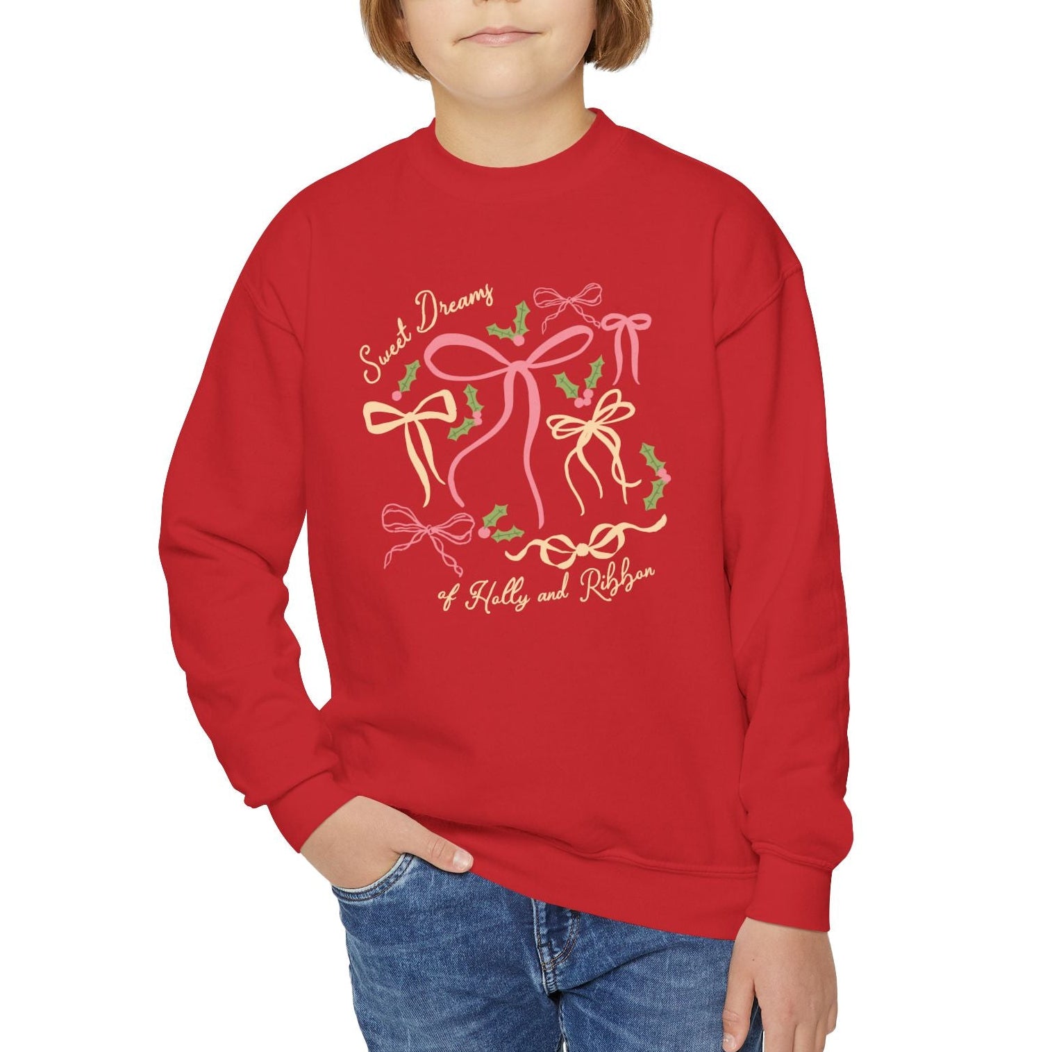 Kid's Sweet Dreams of Holly and Ribbon Crewneck Sweatshirt